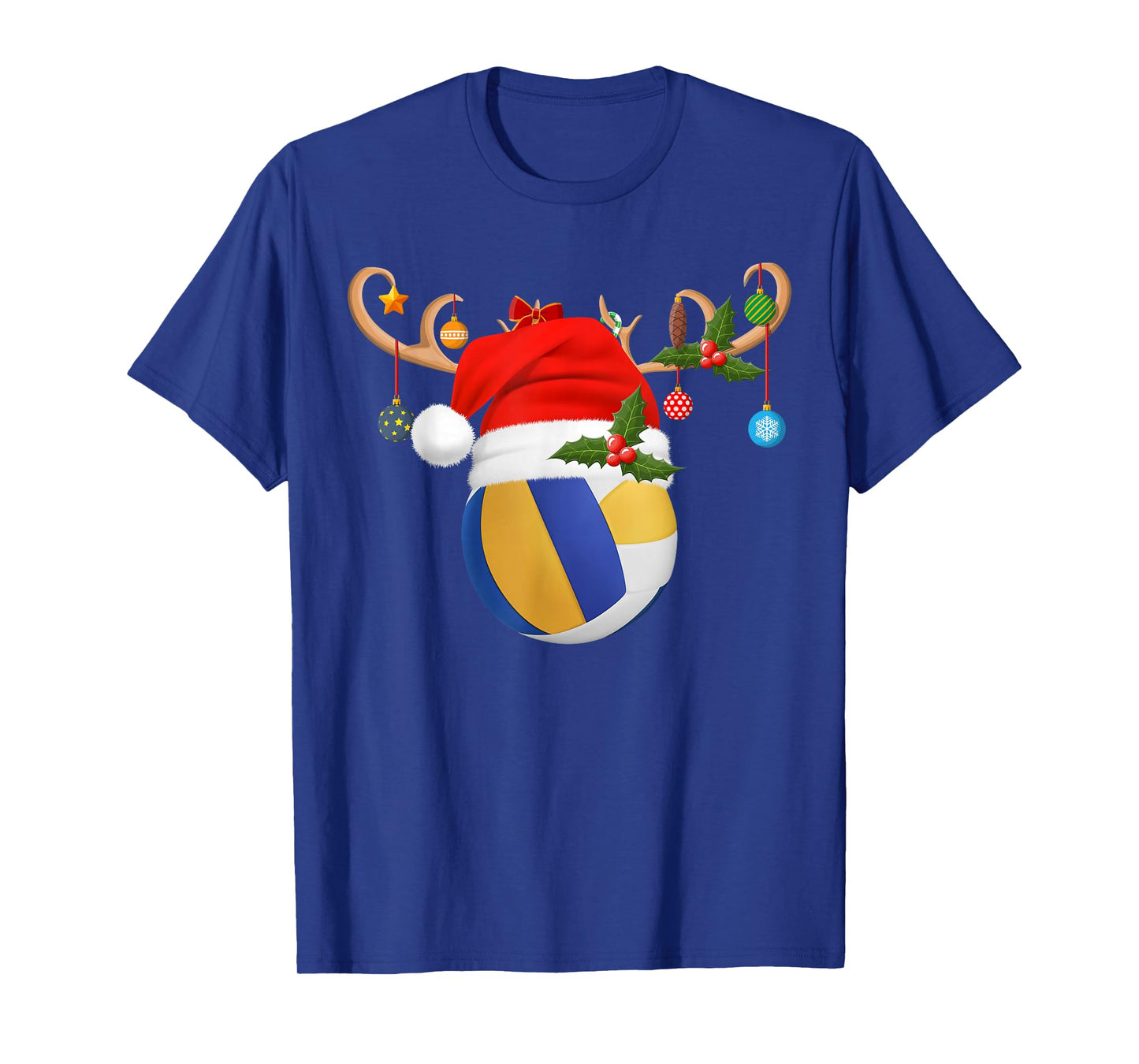 Volleyball Christmas Reindeer Santa Hat Sports Player Xmas T-Shirt