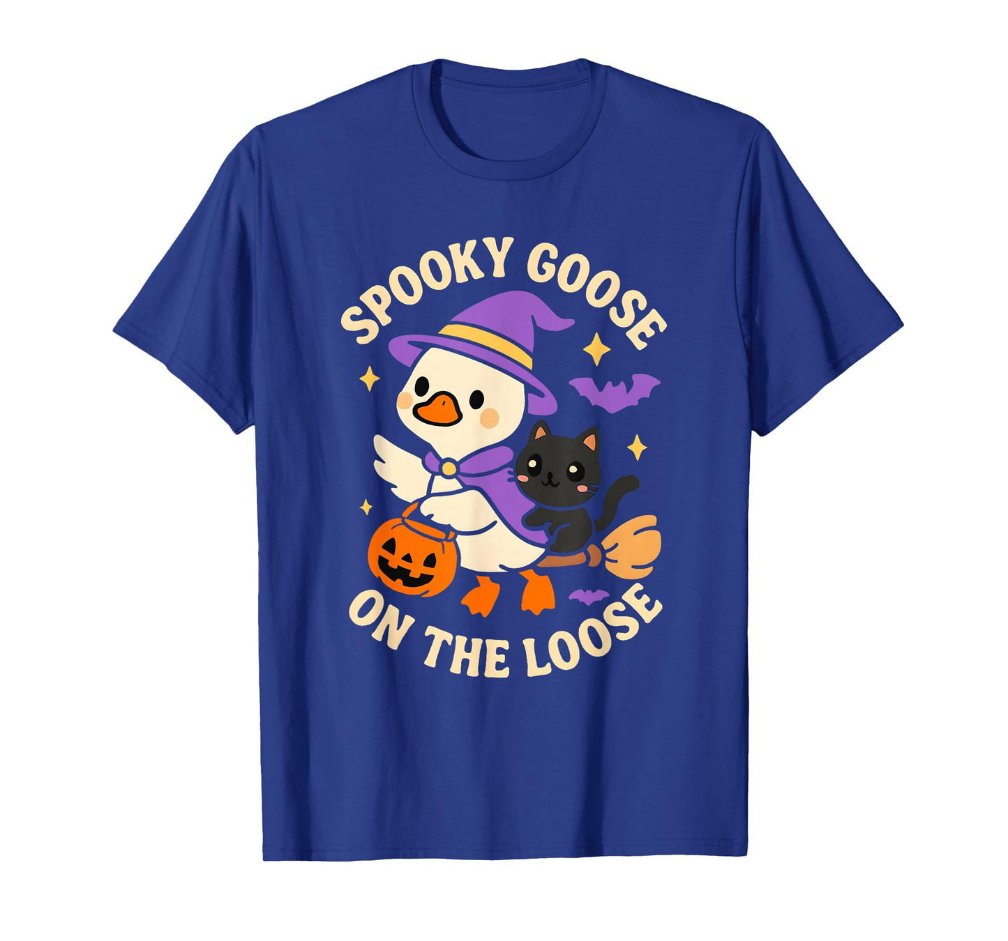 Spooky Goose On The Loose Halloween Silly Witch Women T-Shirt