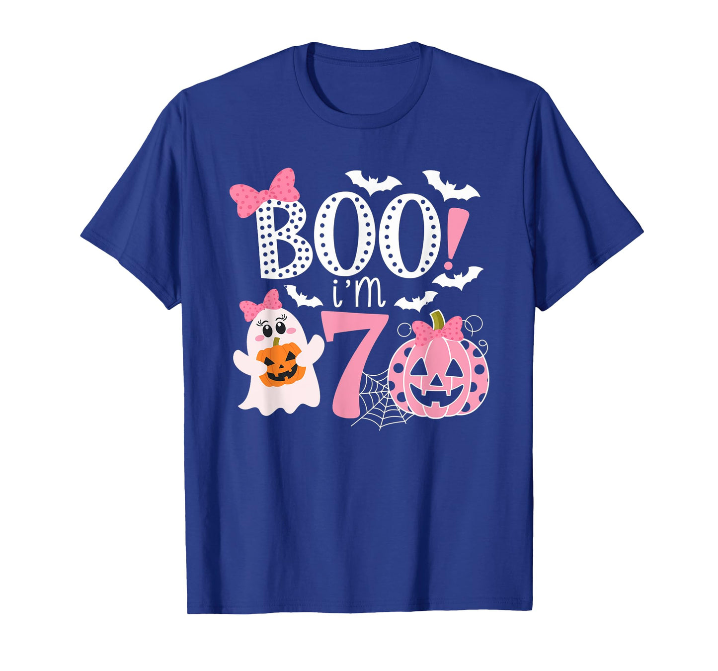 Boo I'm Seven Ghost Seventh 7th Birthday Halloween Girls T-Shirt