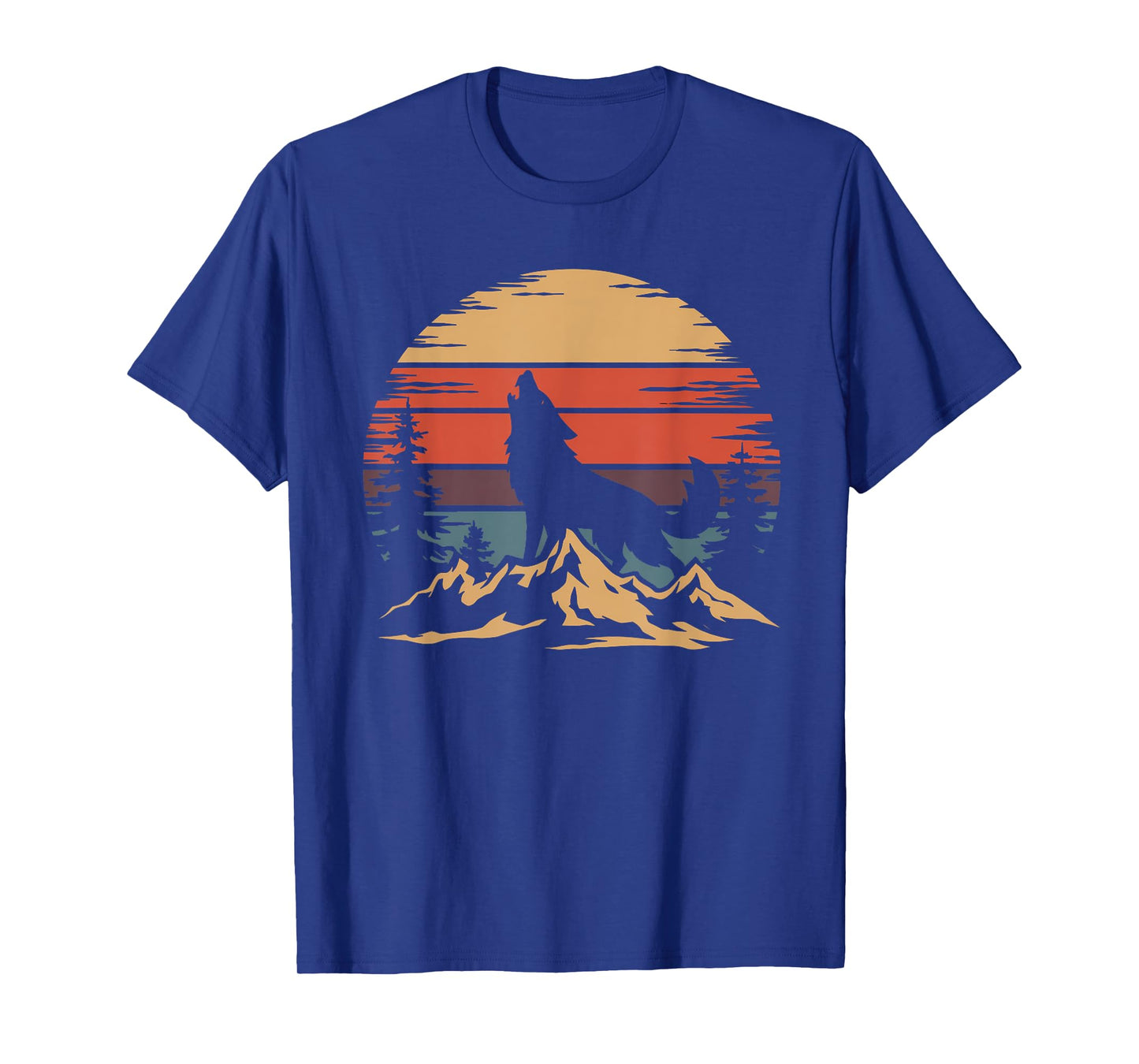Wolf Mountain T-Shirt - Retro Wildlife Howling Wolf Nature T-Shirt
