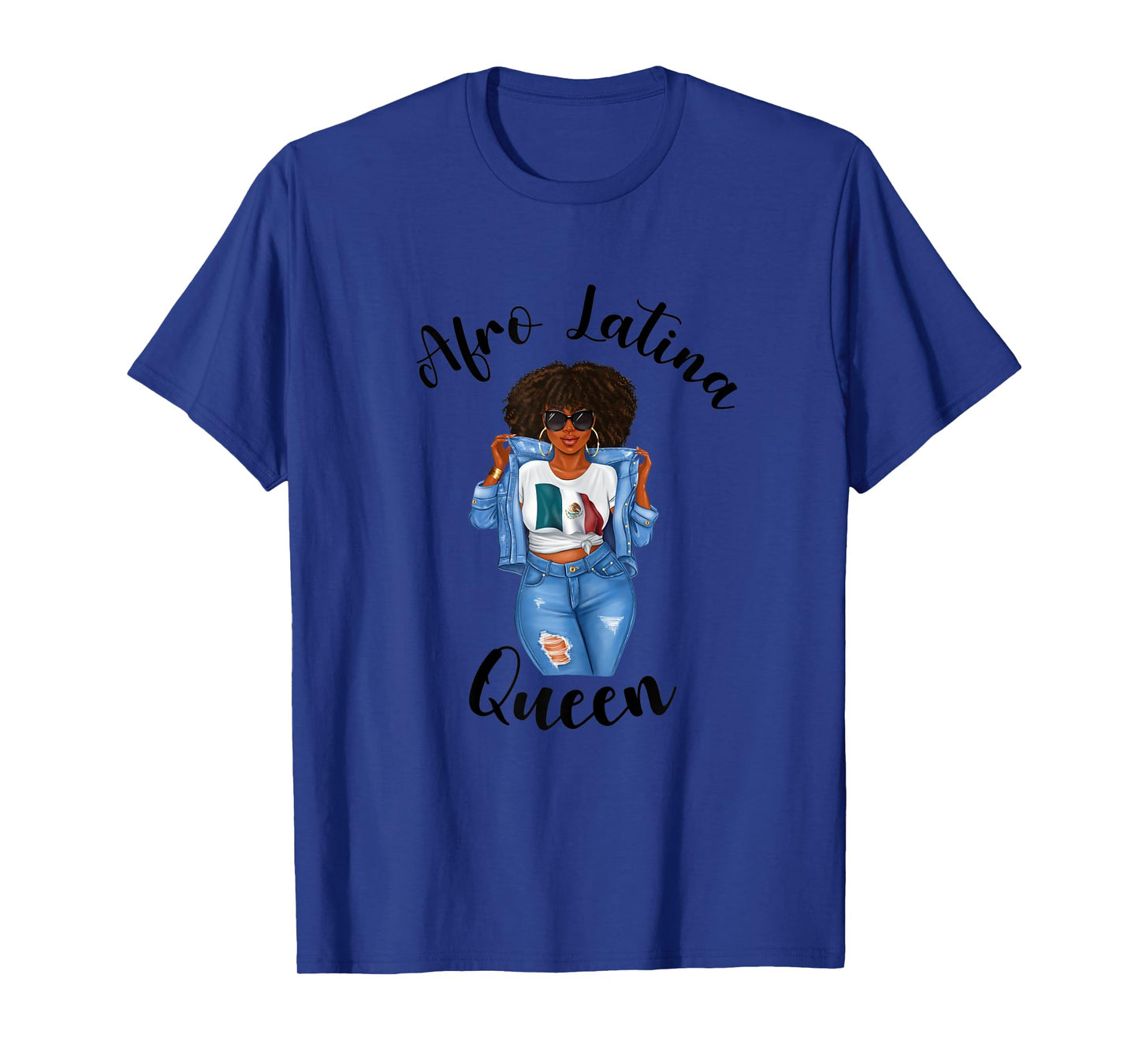 Womens Afro Latina Queen Mexico Black Woman Proud Pride Mexican T-Shirt