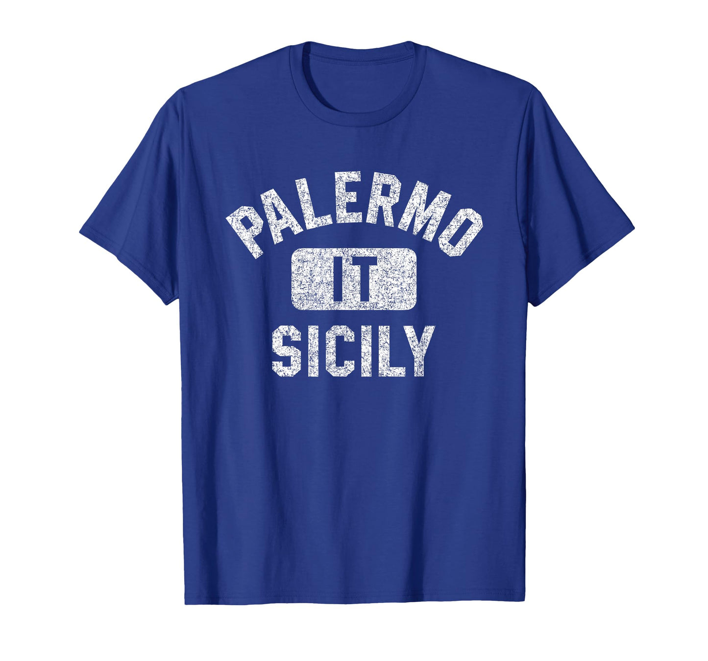 Palermo Sicily Gym Style Distressed White Print T-Shirt