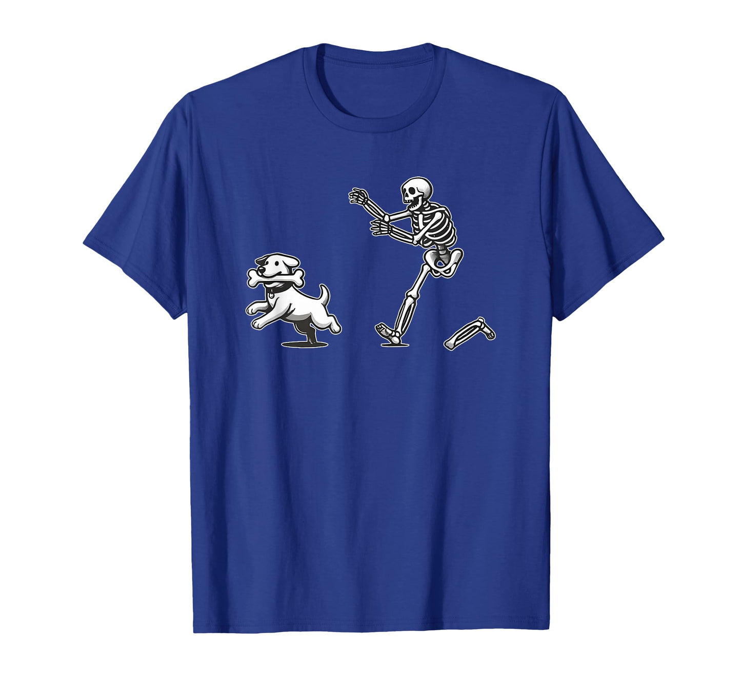 Halloween Dog, Funny Skeleton, Skeleton Chasing Dog Men Women T-Shirt