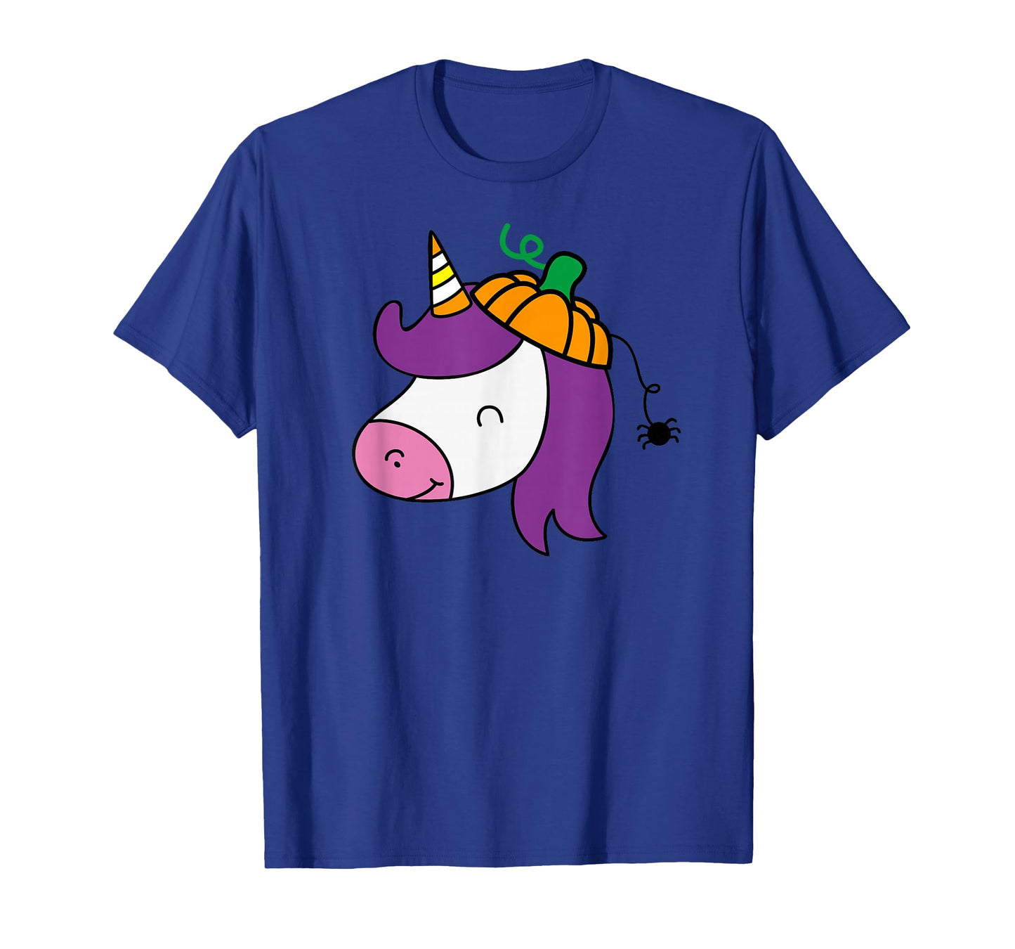 Unicorn Smile Face Head Pumpkin Spider Halloween Costume T-Shirt