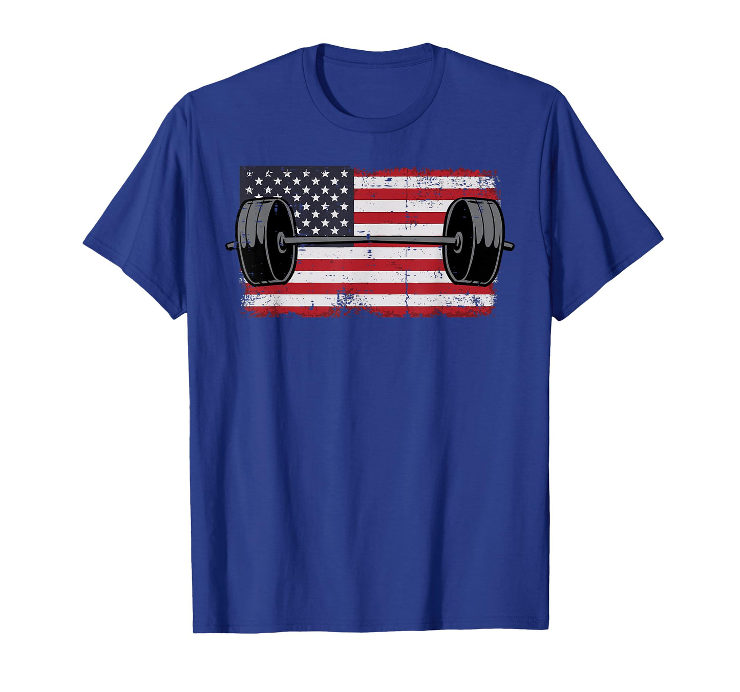 Gym Barbell US Flag Workout Deadlift Weightlift Men Women T-Shirt