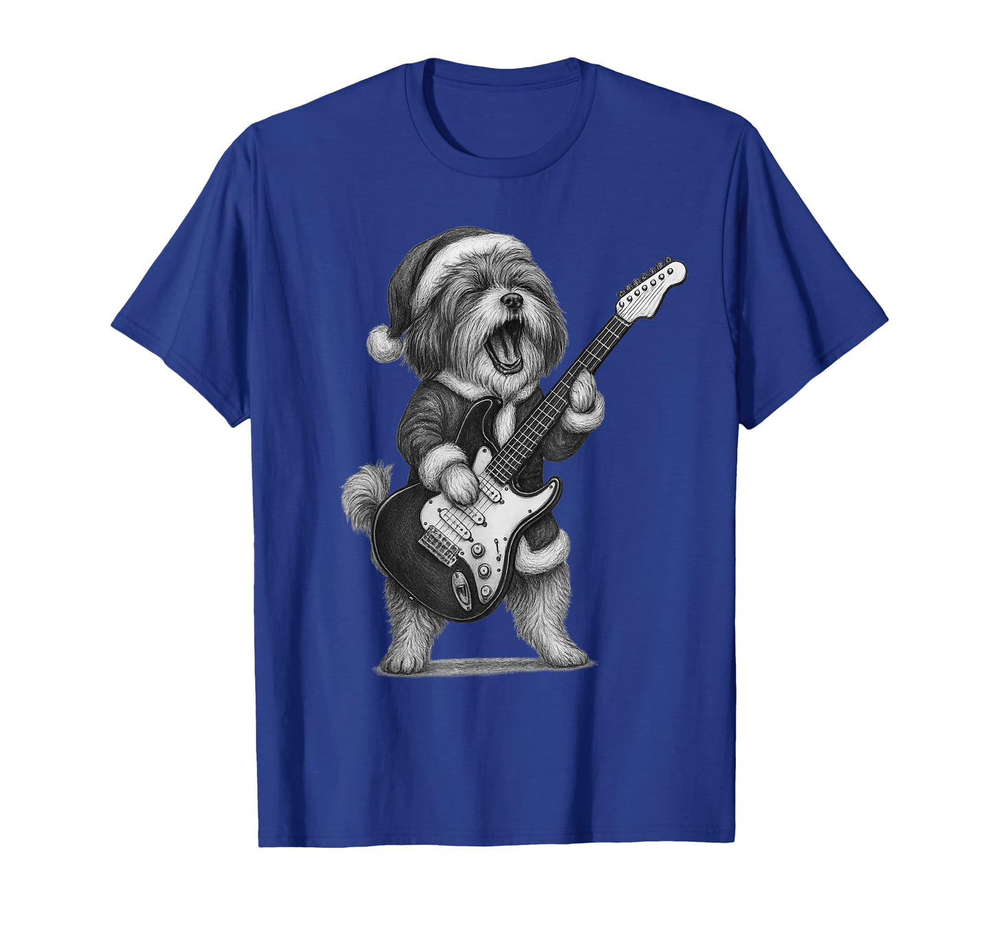 Havanese Dog Playing Guitar Christmas Dog Lover T-Shirt