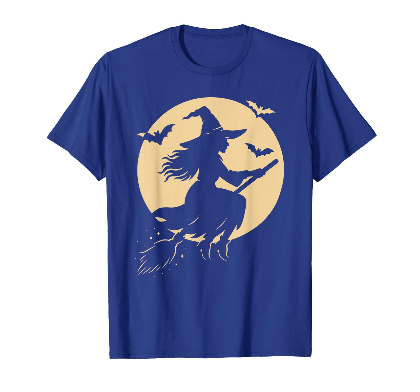 Halloween Witch on Broom Moon Silhouette Spooky Samhain Art T-Shirt