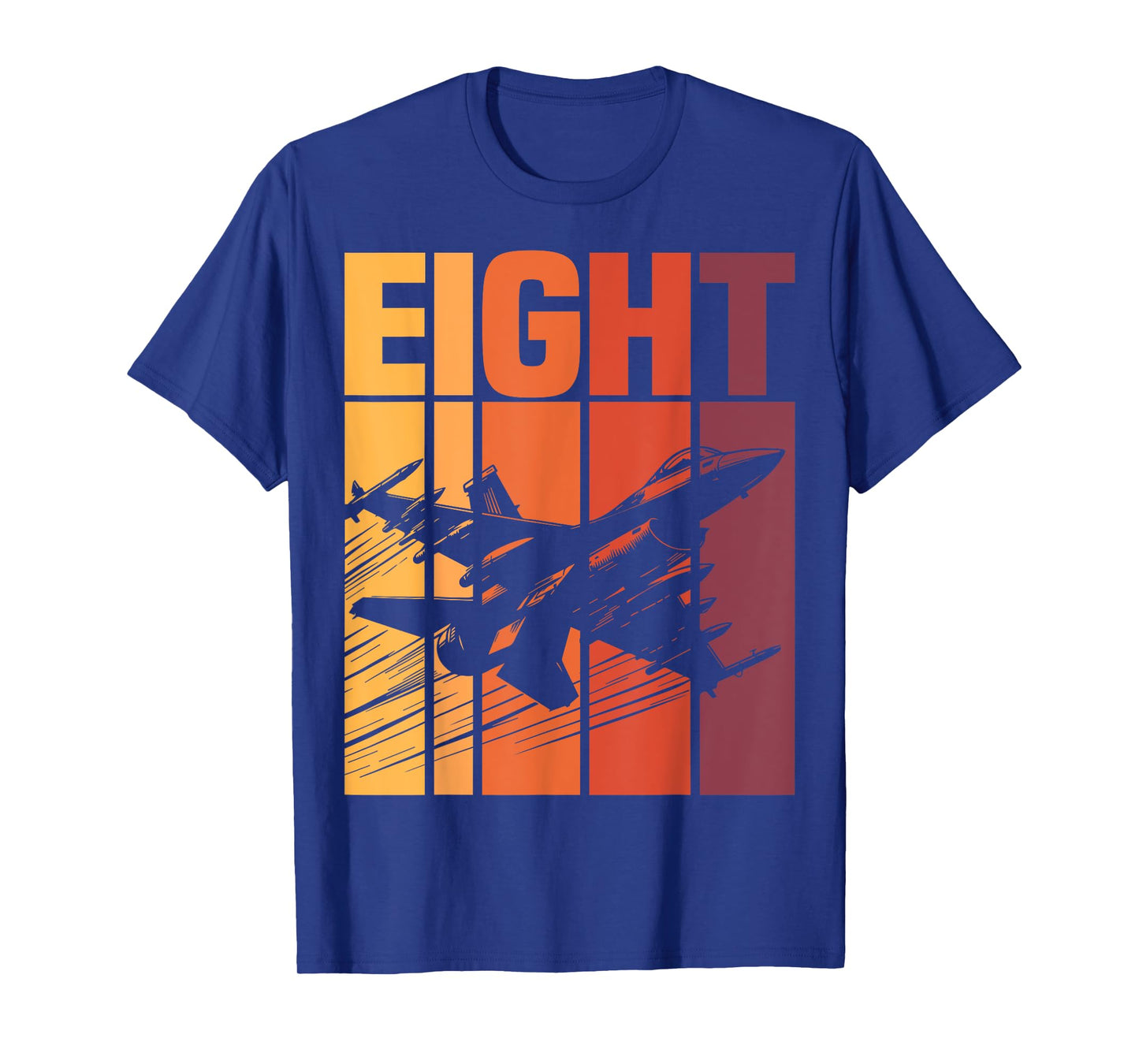 Military Fighter Jet Retro Eight Year Old Boys 8th Birthday T-Shirt