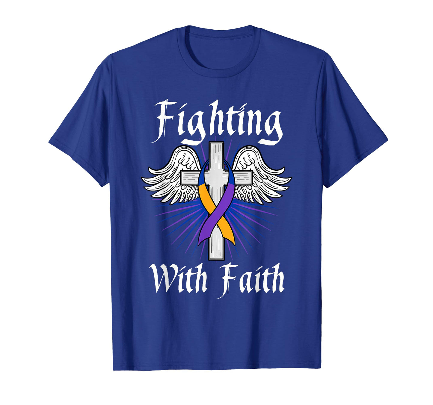Fighting Faith Bladder Cancer Purple Blue And Yellow Dysuria T-Shirt