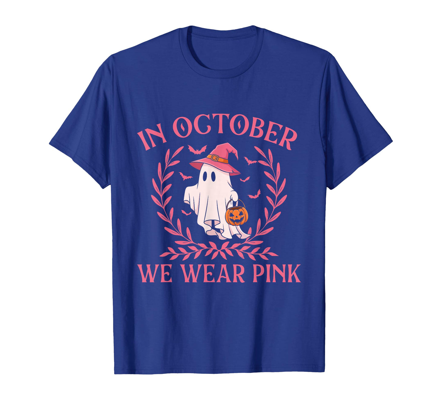in October We Wear Pink - Halloween Breast Cancer Awerness T-Shirt