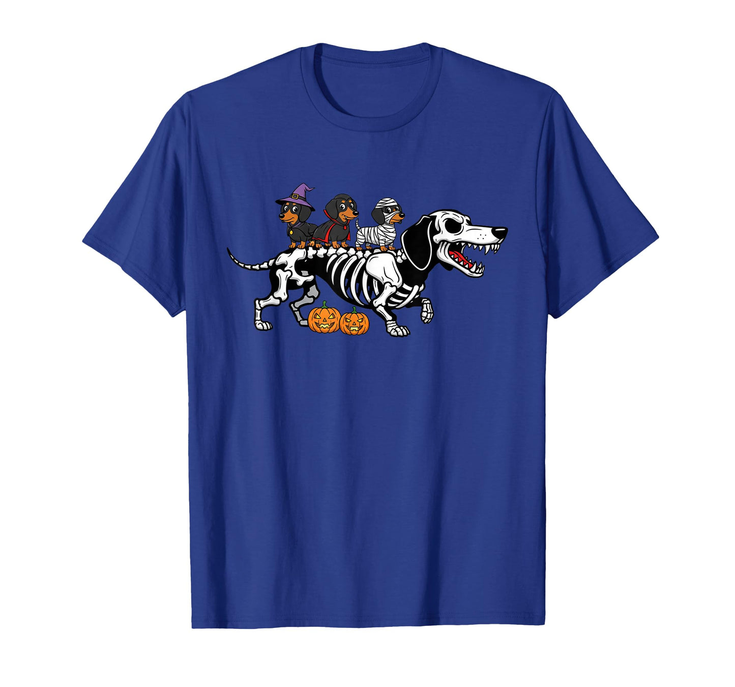 Dachshund Skeleton Mummy Witch Halloween Kids Mens Womens T-Shirt