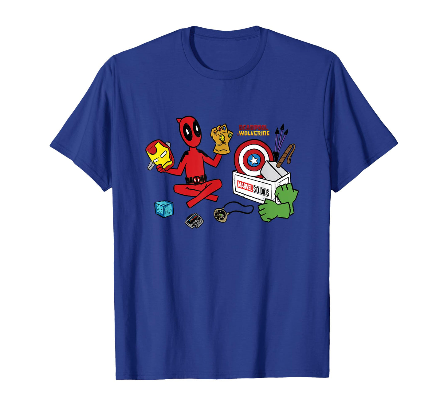 Marvel Deadpool & Wolverine Avengers Tool Box Sketch Icons T-Shirt