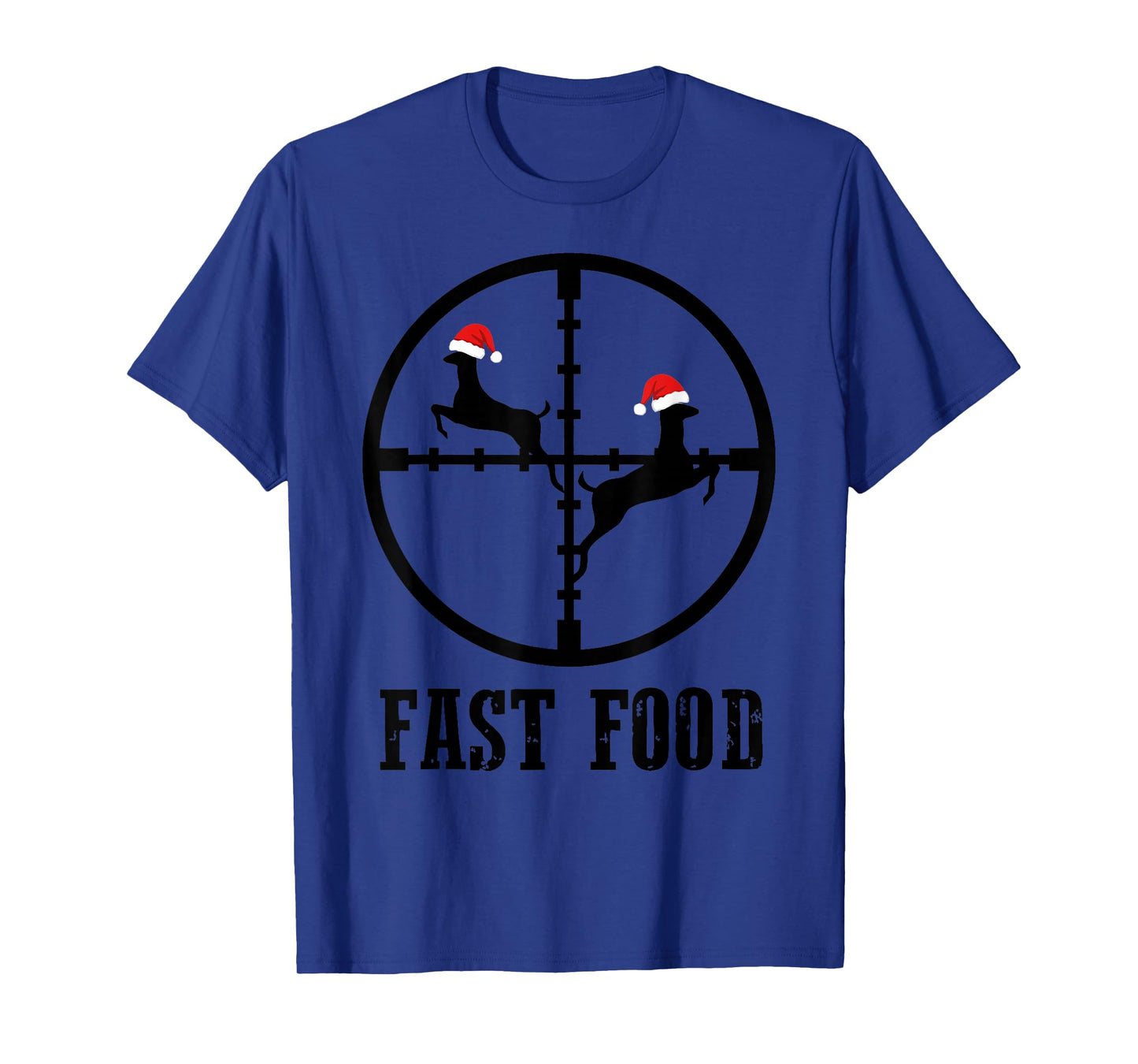 Crosshairs Santa Hat Fast Food Funny Deer Hunting Christmas T-Shirt