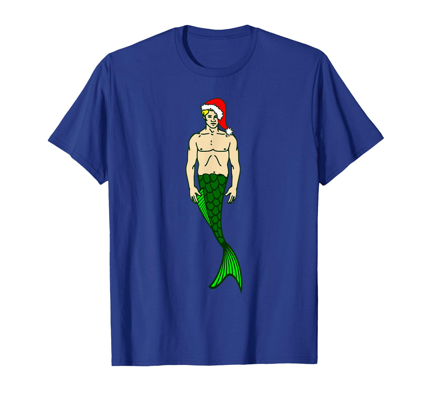 Santa Claus Blonde Merman Christmas Mermaid Xmas T-Shirt