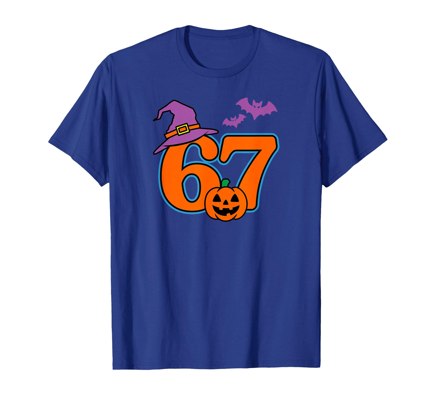 Halloween Number 67 Bats Pumpkin Witch Hat T-Shirt