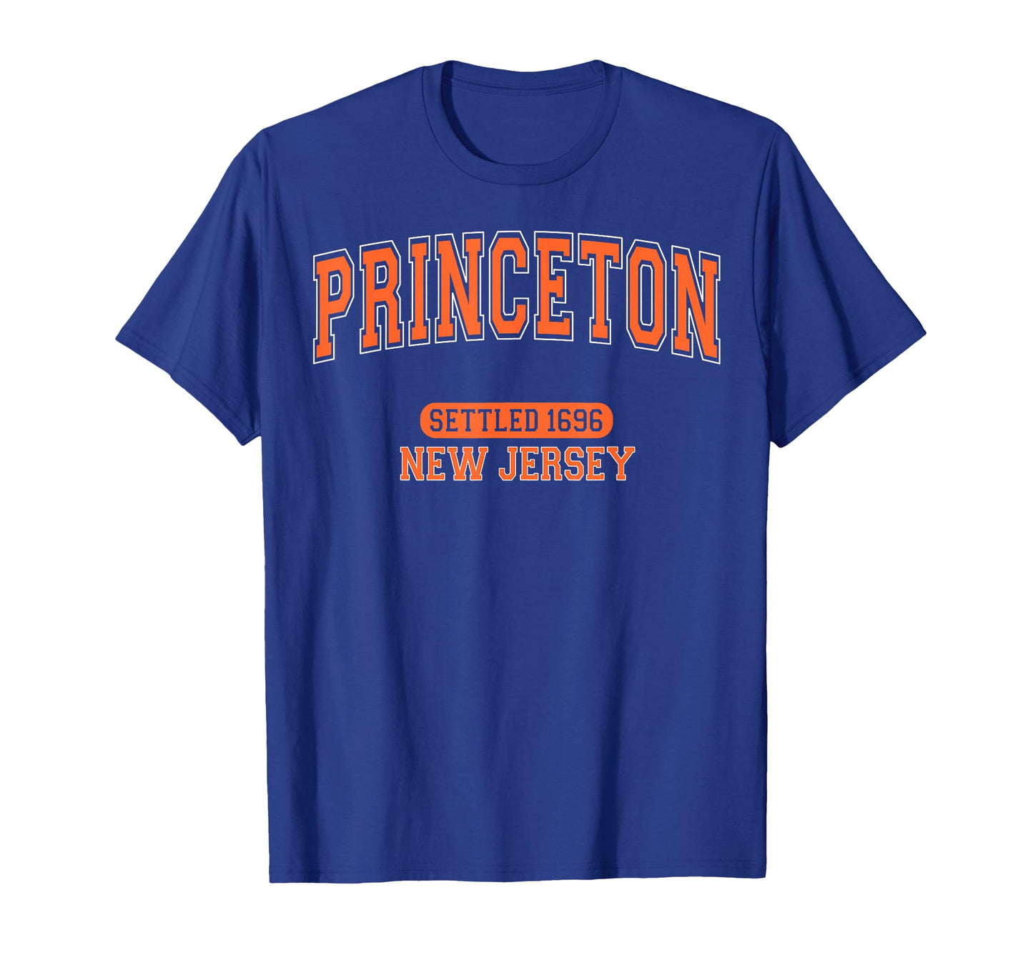 Princeton New Jersey Settled 1696 Vintage Arched Orange T-Shirt