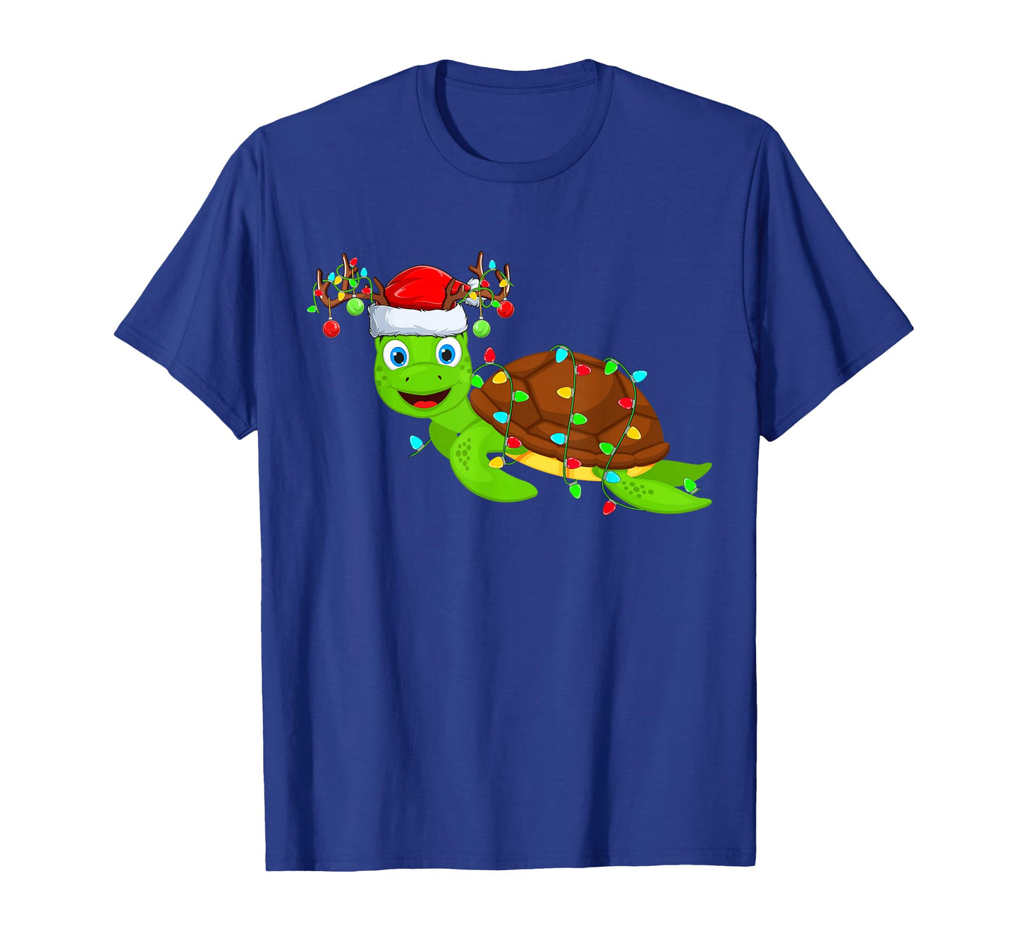Sea Turtle Christmas Lights Funny Santa Hat Sea Turtle Xmas T-Shirt