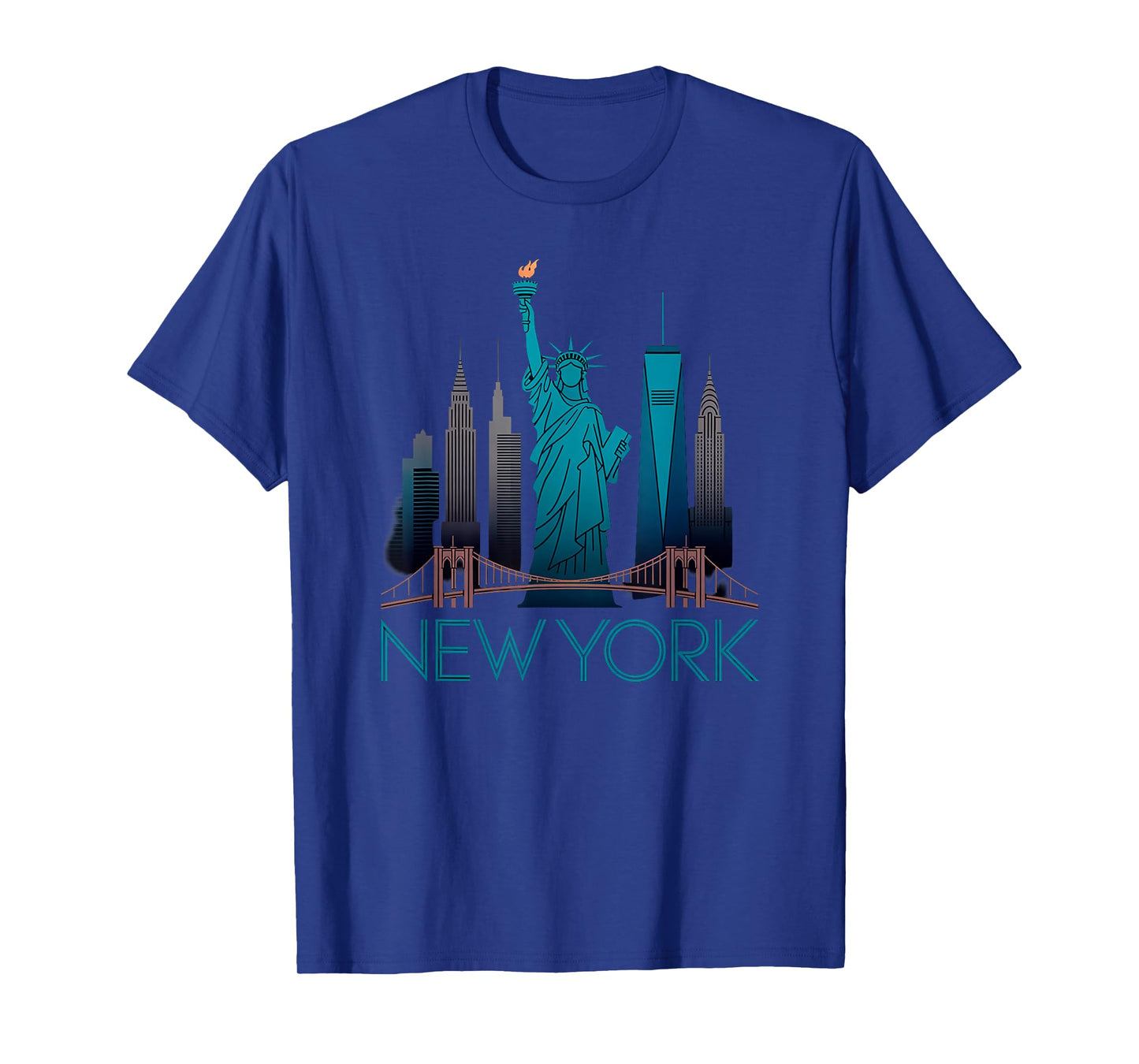 New York Skyline Reflection Liberty Poster-Style Illustratio T-Shirt