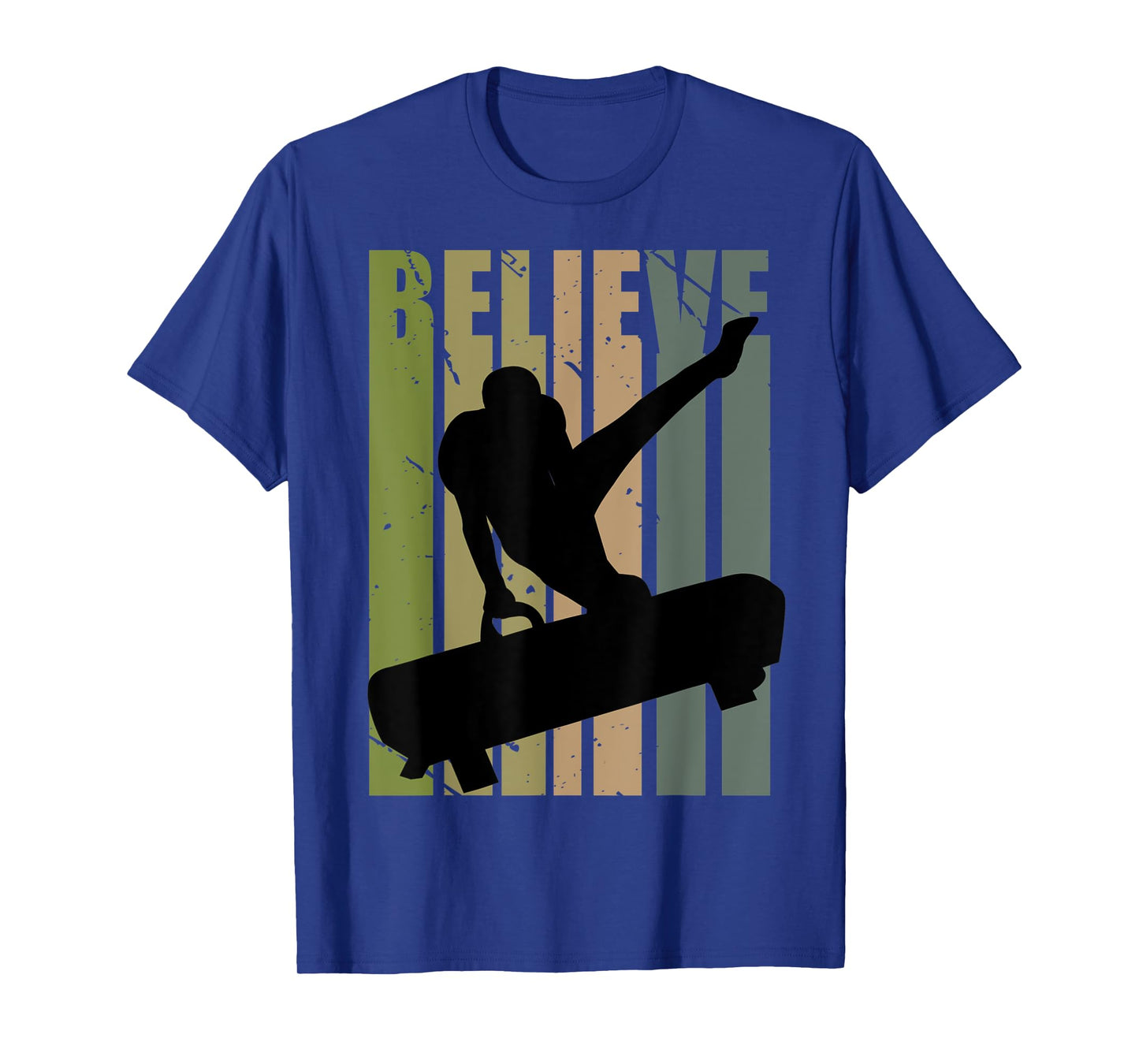 Retro Boys Gymnastics Believe Motivational Pommel Horse T-Shirt