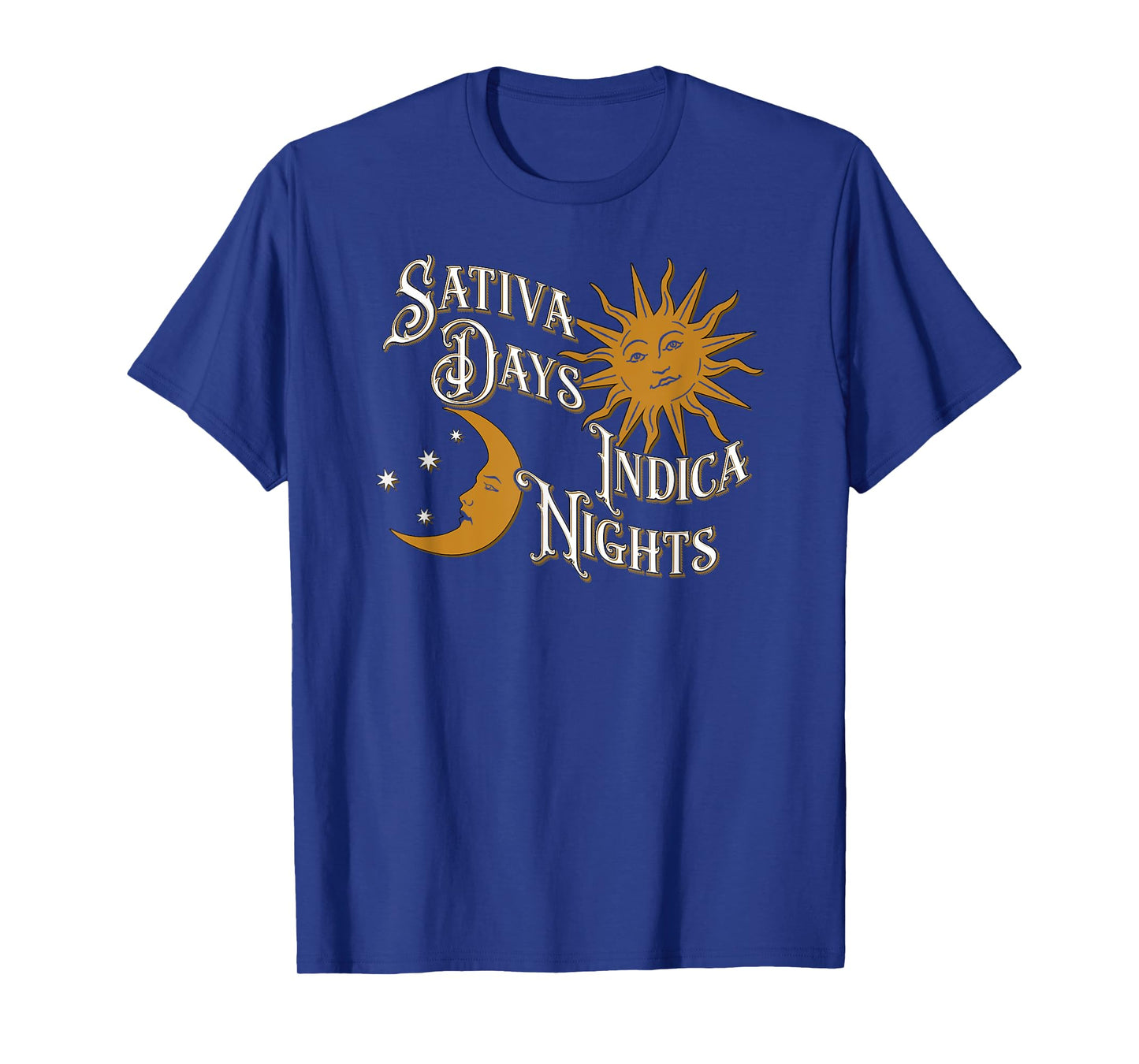 Vintage Sativa Days Indica Nights Sun Moon Cannabis 420 T-Shirt