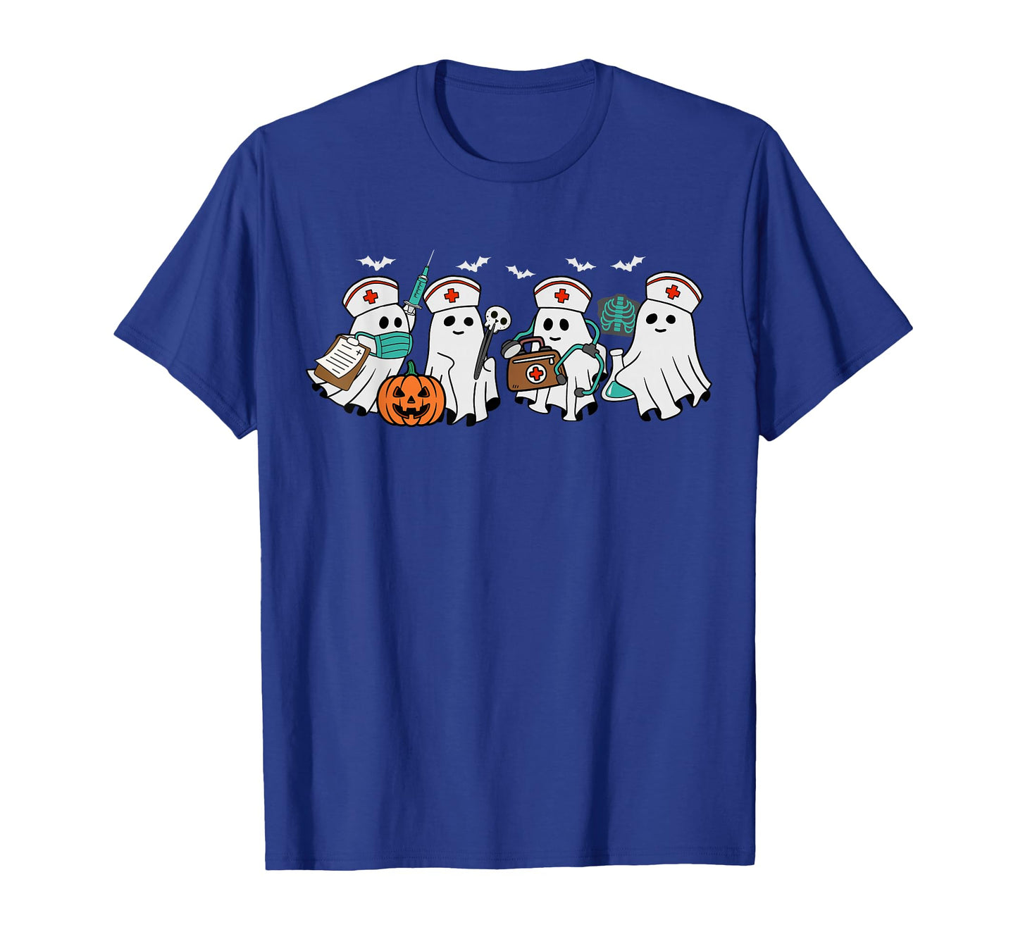 Ghost Nurses Halloween Crew Funny Costume Scrub Top Women T-Shirt