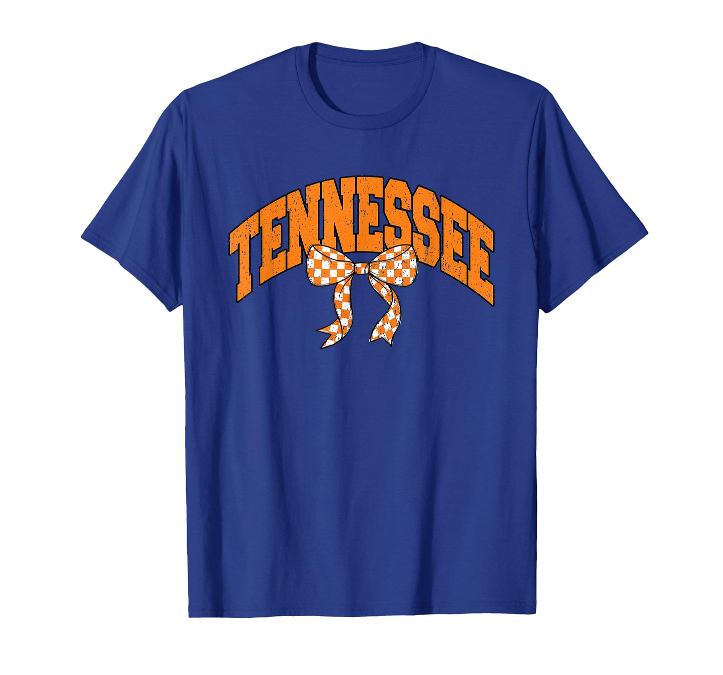 Preppy Tennessee Orange and White Cherckerboard Coquette Bow T-Shirt