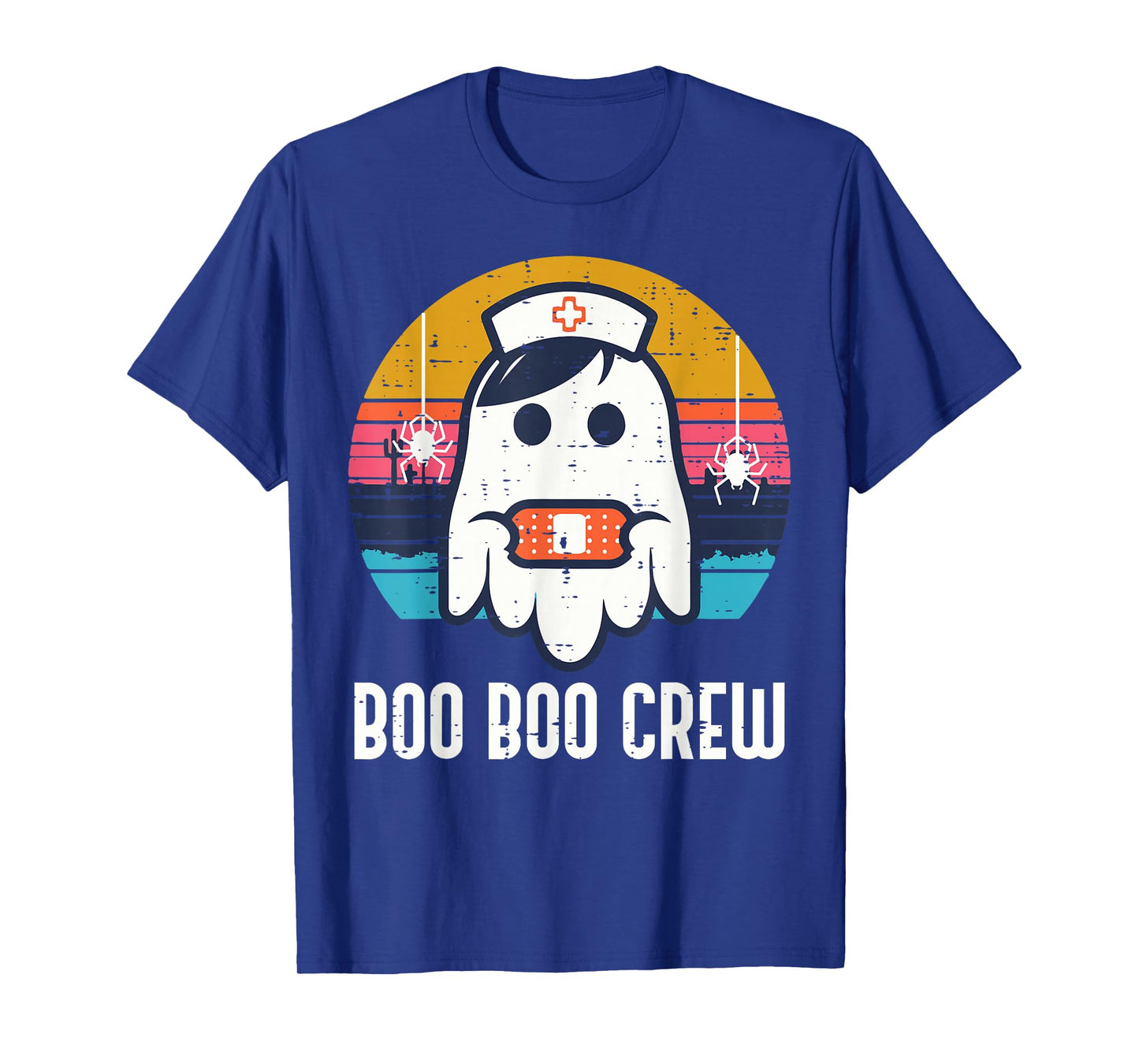 Halloween Nurse Ghost Boo Boo Costume Scrub Top Crew Women T-Shirt