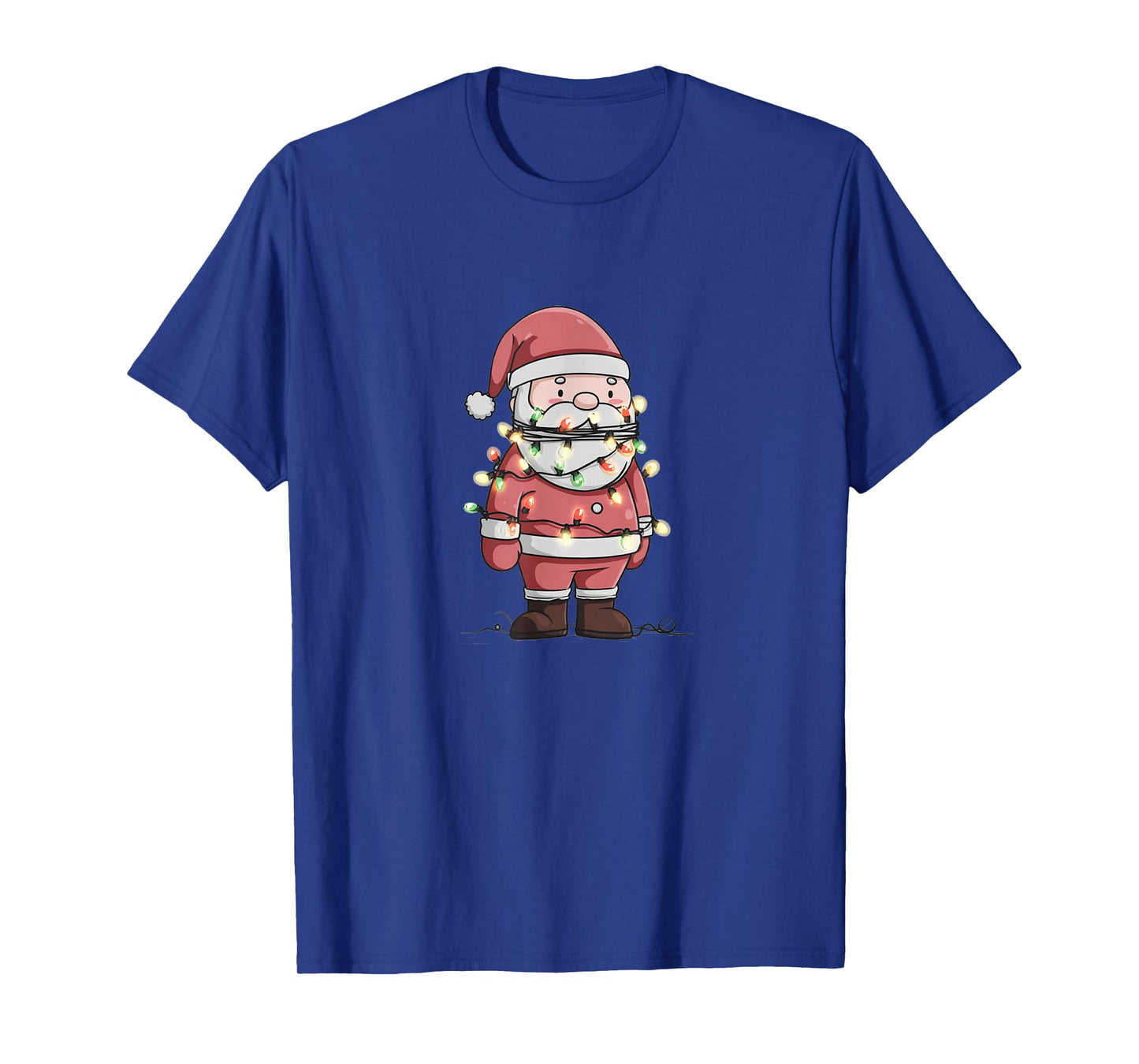 Cartoon Gagged Santa Claus with Xmas Fairy Lights T-Shirt