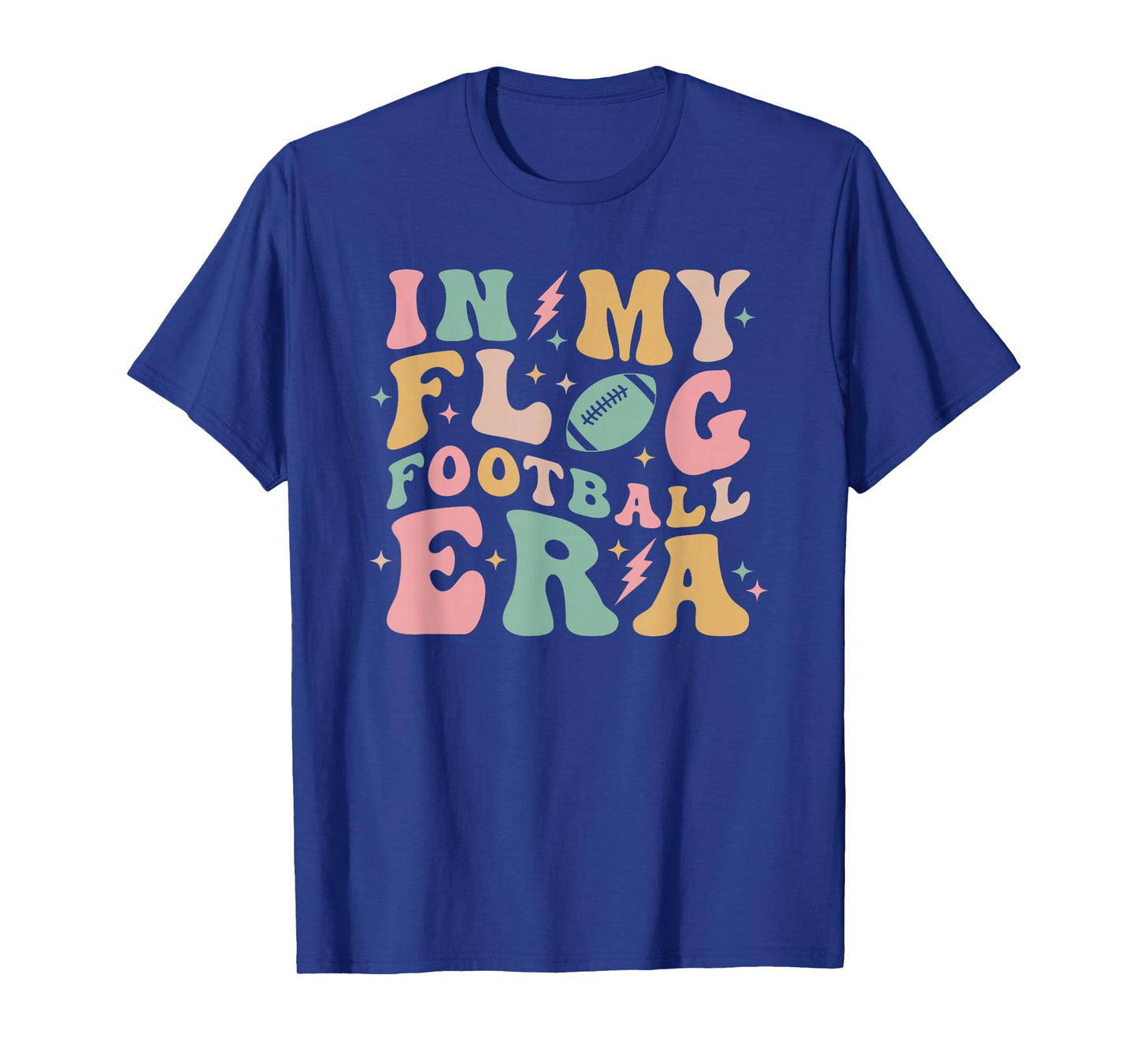 in My Flag Football Era Women's Cute Retro Groovy Colorful T-Shirt