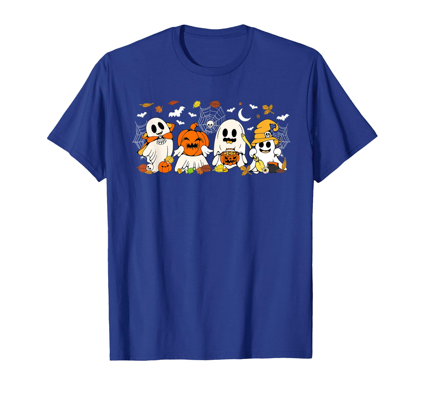Cute Ghost Pumpkin Witch Hat Funny Halloween T-Shirt