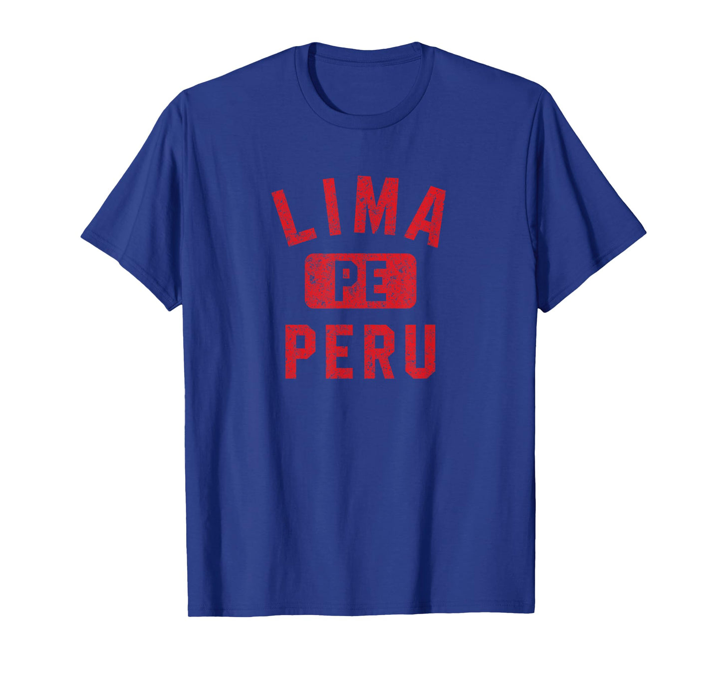 Lima Peru Gym Style Distressed Red Print T-Shirt