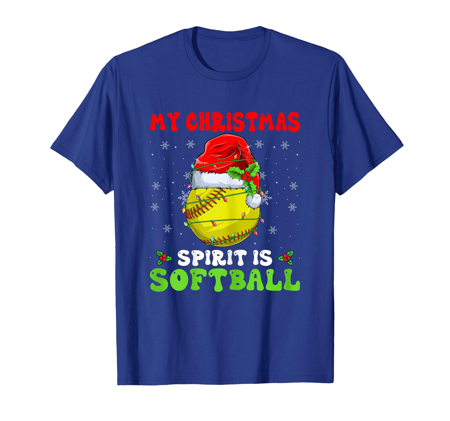 My Christmas Spirit is Softball - Santa Hat Softball Player T-Shirt