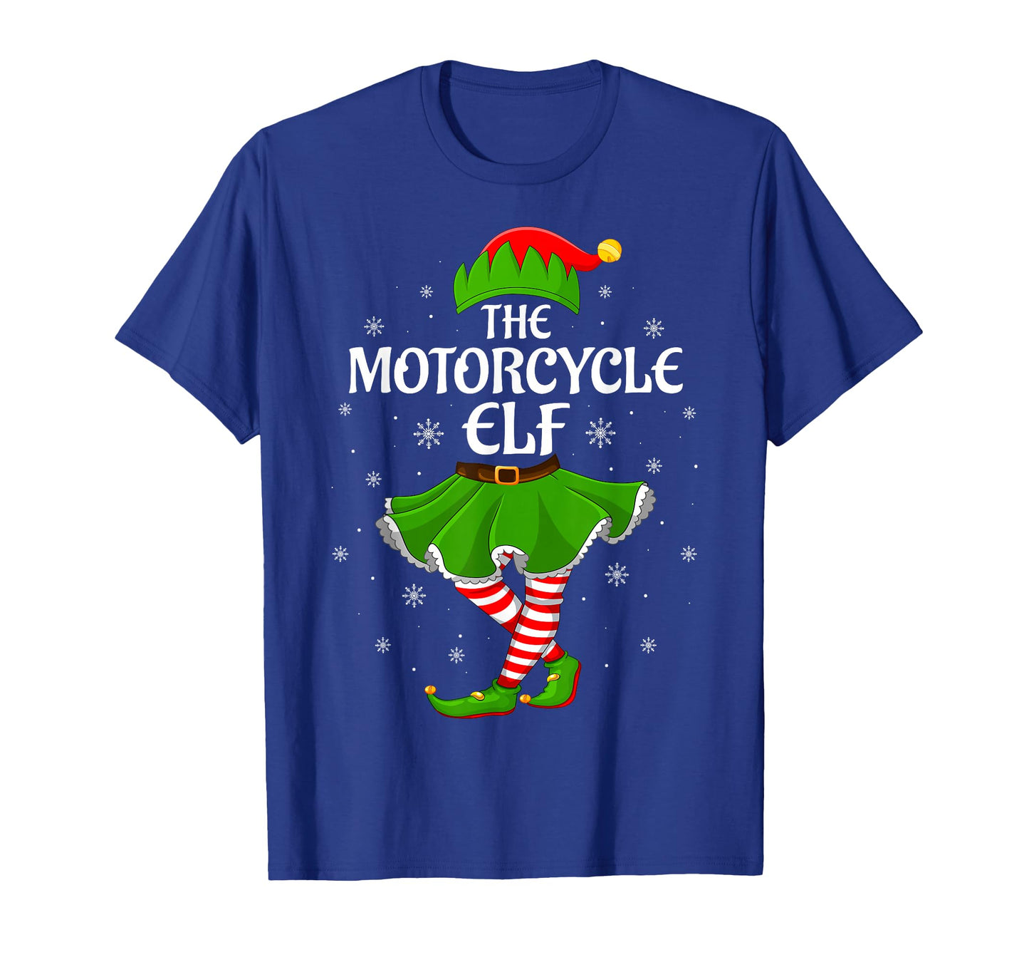 Motorcycle Elf Christmas Family Girls Women Elf Squad Xmas T-Shirt