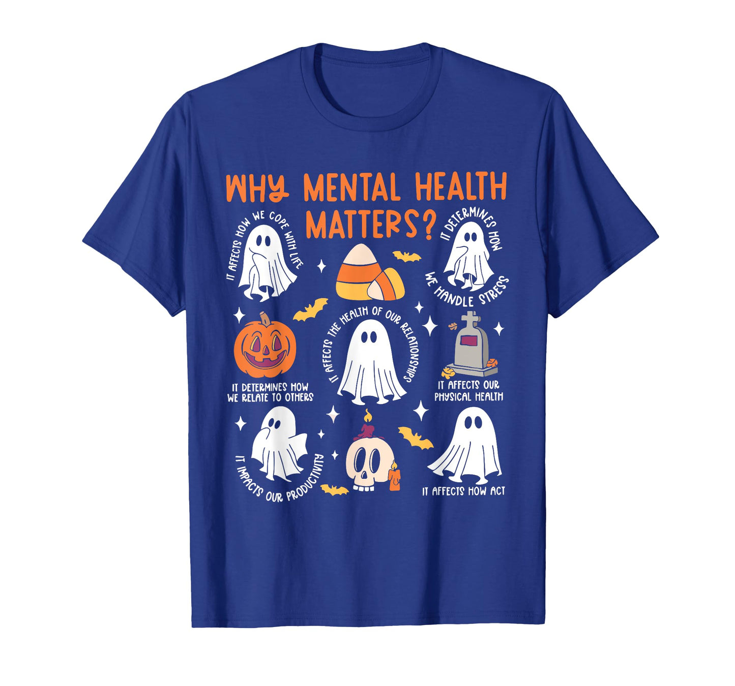 Mental Health Ghost Halloween Therapist School Psychologist T-Shirt