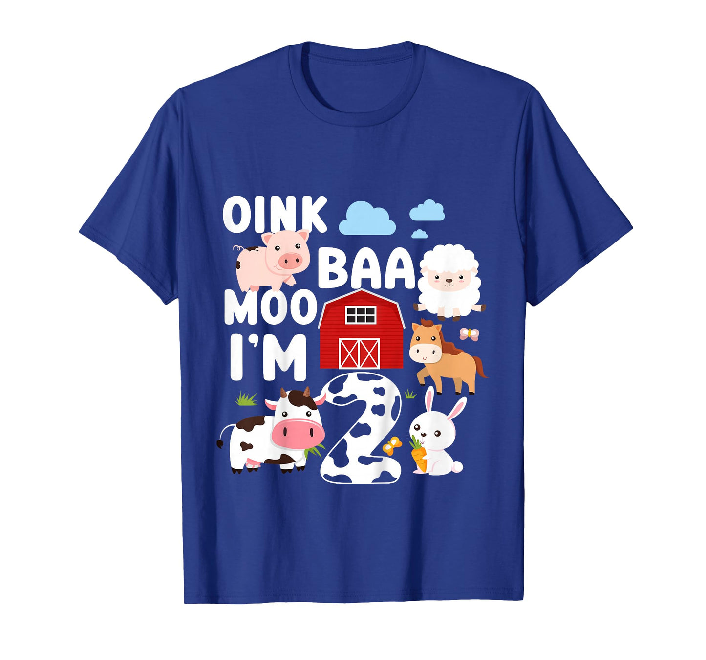 Oink Baa Moo I'm 2 Farm Animals 2nd Birthday For Kids T-Shirt