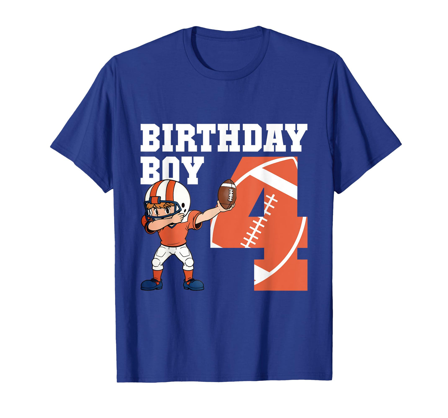 4th Birthday Boy Football Player Dabbing 4 Years Old Kids T-Shirt