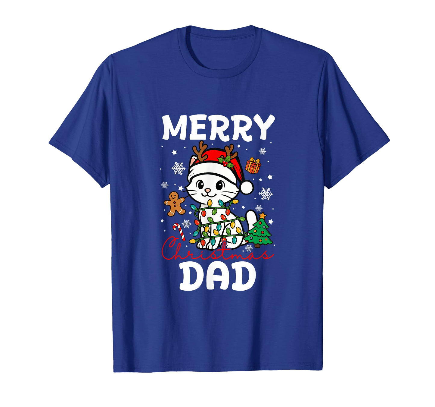 Merry Christmas Dad Santa Cat Funny Owner Lover Family T-Shirt