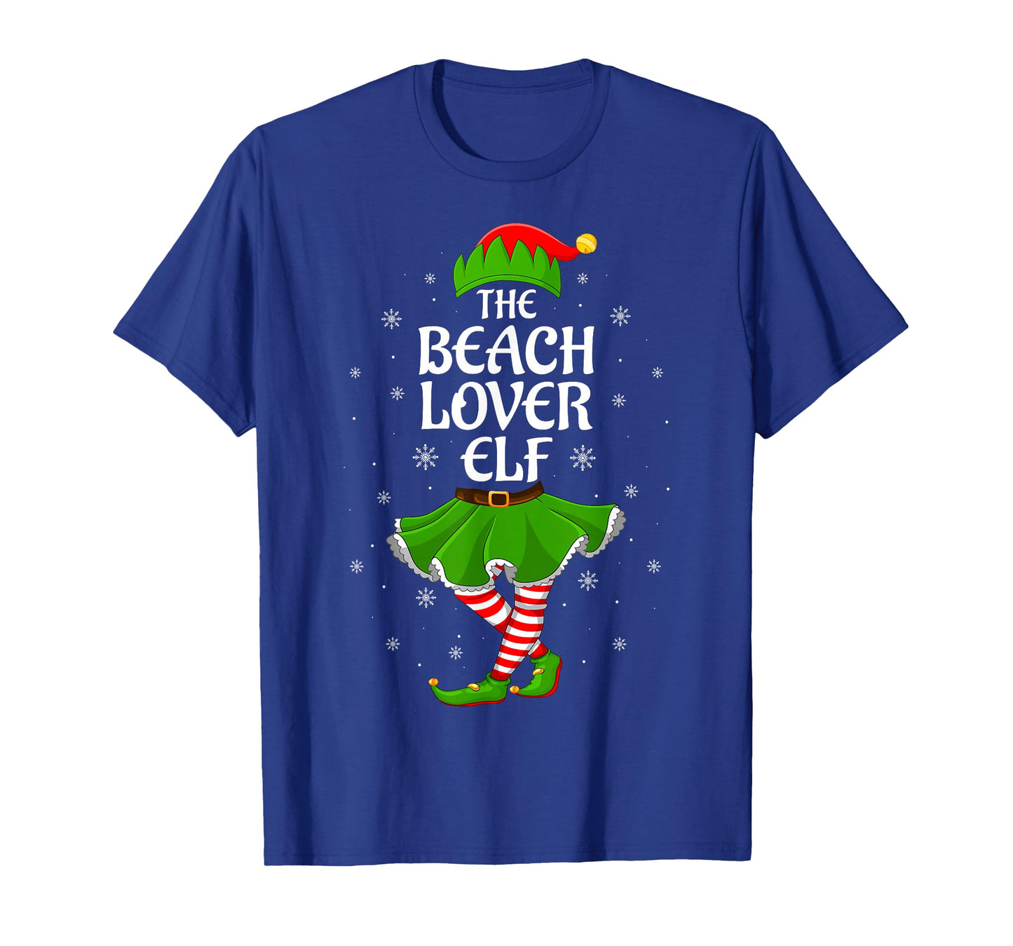 Beach Lover Elf Christmas Family Girls Women Elf Squad Xmas T-Shirt