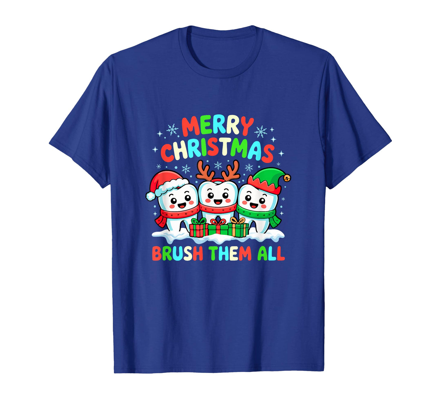 Merry Christmas Brush All Santa Elf Reindeer Teeth Dentist T-Shirt