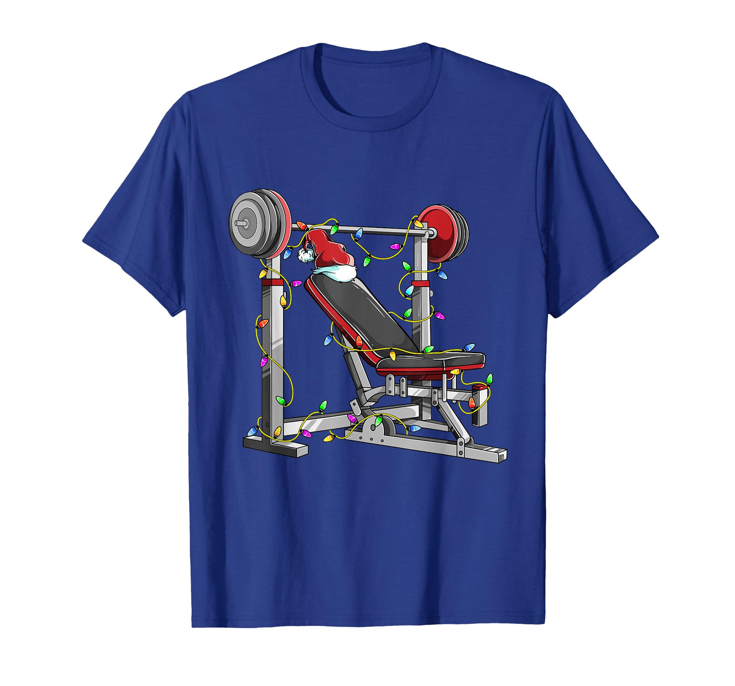 Santa In The Gym Funny Bench Press Christmas Weightlifting T-Shirt