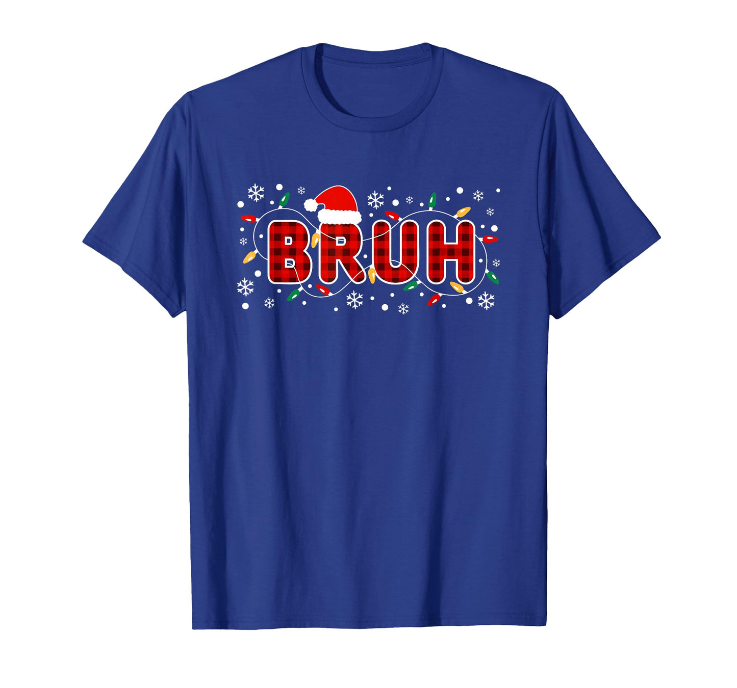 Bruh Funny Christmas Red Plaid Teens Boys Kids Xmas Pajamas T-Shirt