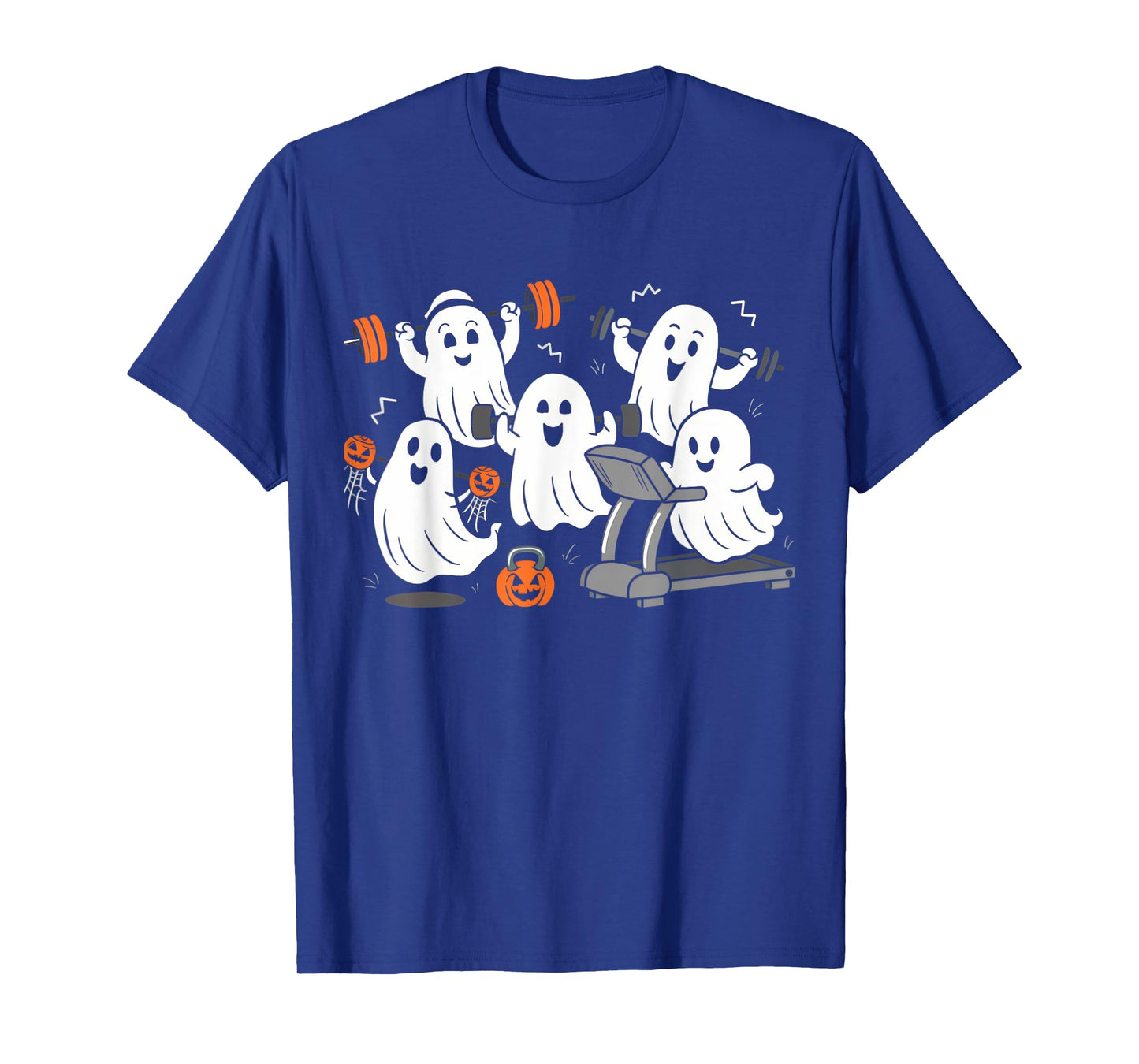 Working Out Ghost Gym Halloween Fitness Weightlifting T-Shirt