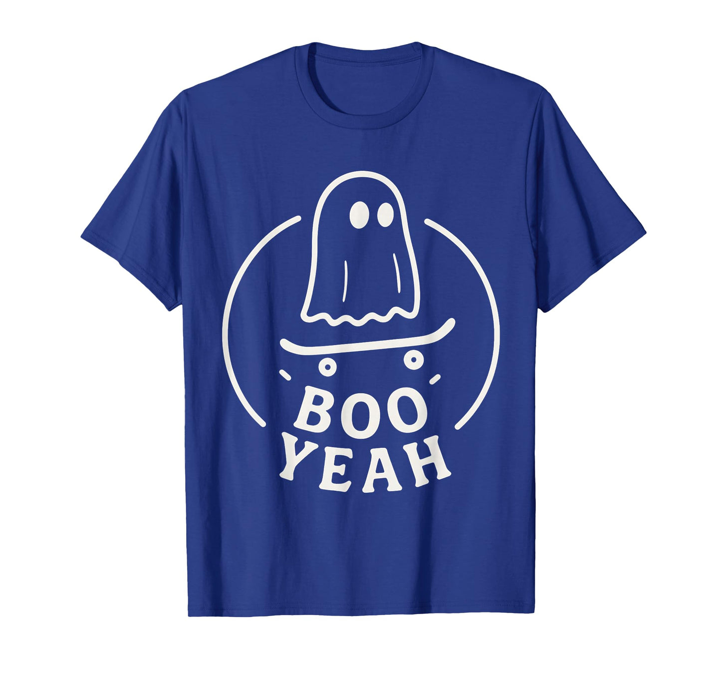 Boo Yeah Ghost On Skateboard Funny Halloween Costume T-Shirt