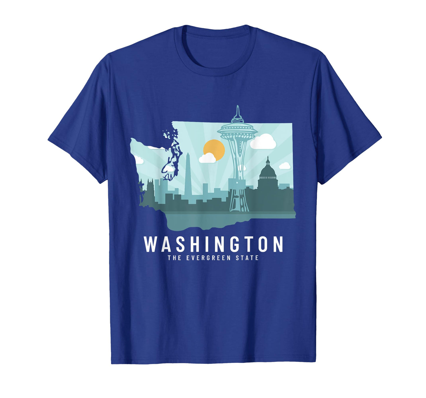 Seattle Washington Skyline State Map PNW T-Shirt