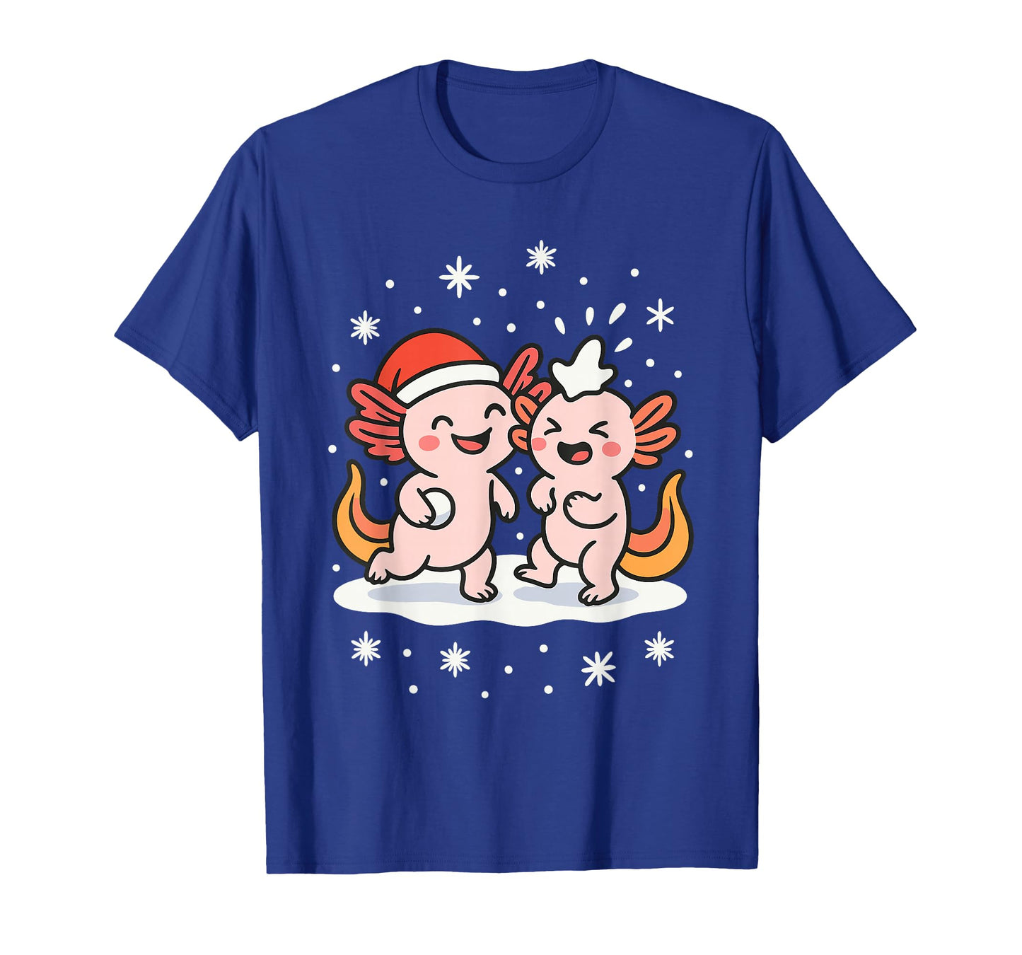Funny Christmas Axolotl Snowball Fight Holiday T-Shirt