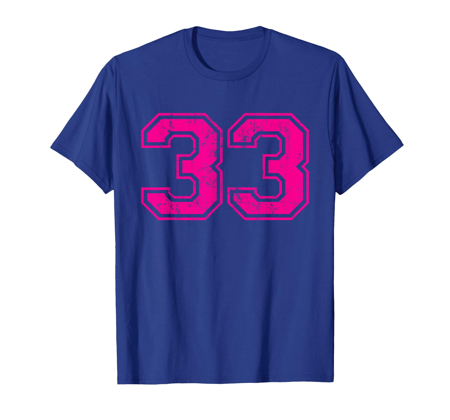 Number 33 Varsity Distressed Vintage Sport Team Player's T-Shirt