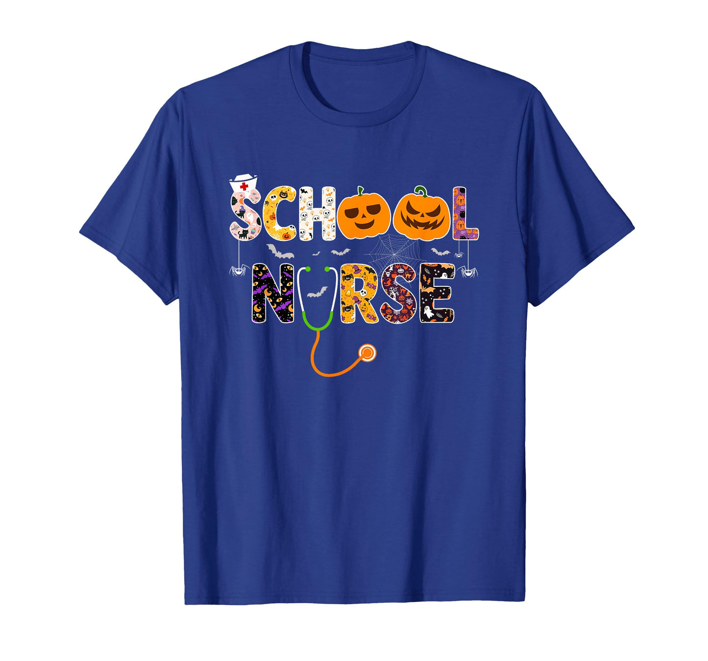 Retro Vintage Spooky School Nurse Pumpkin Halloween Costumes T-Shirt