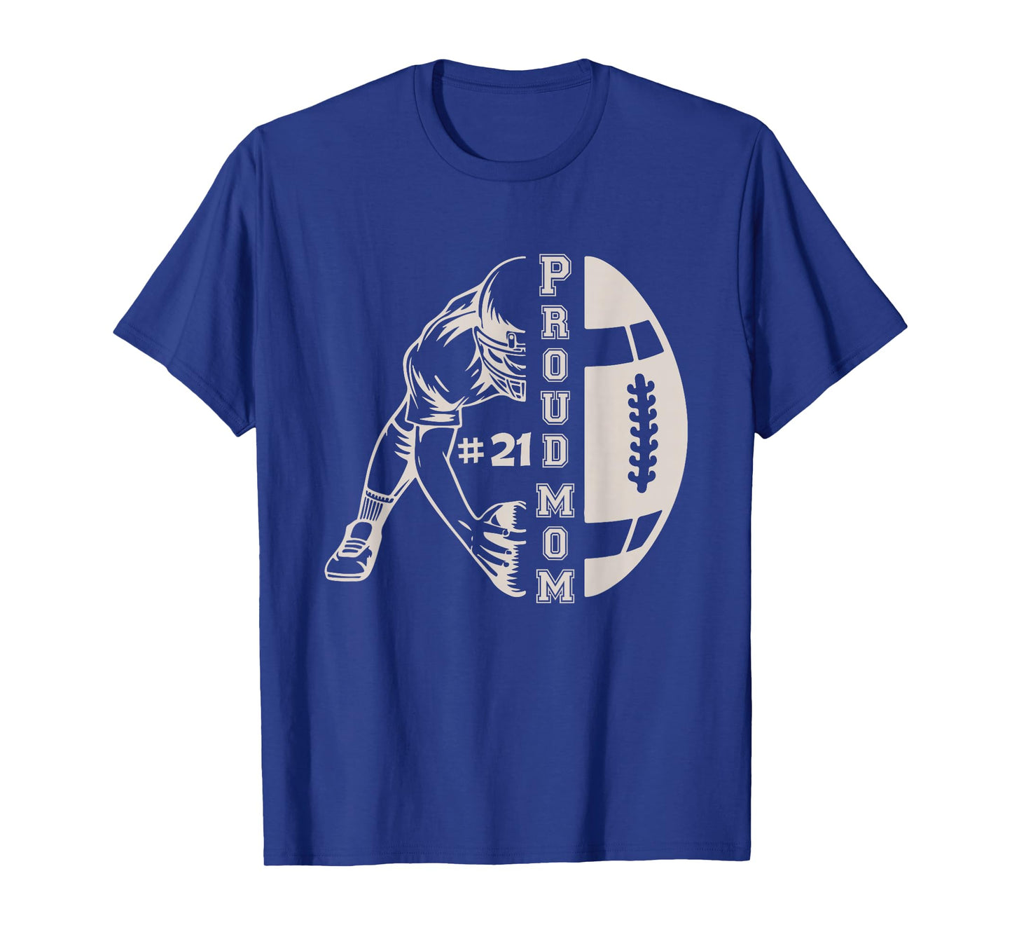 Customized Proud Football Mom Number 21 Player Game Day T-Shirt