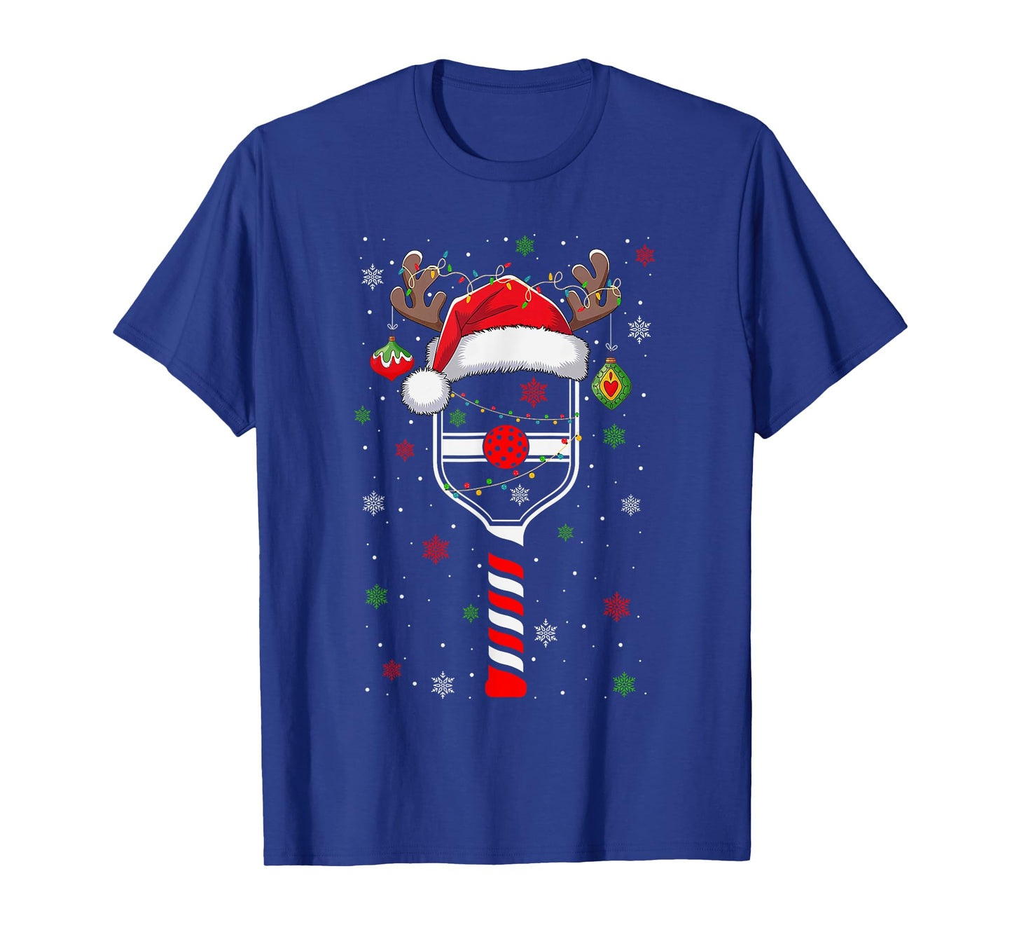 Funny Pickleball Player Christmas Holiday Reindeer Xmas T-Shirt