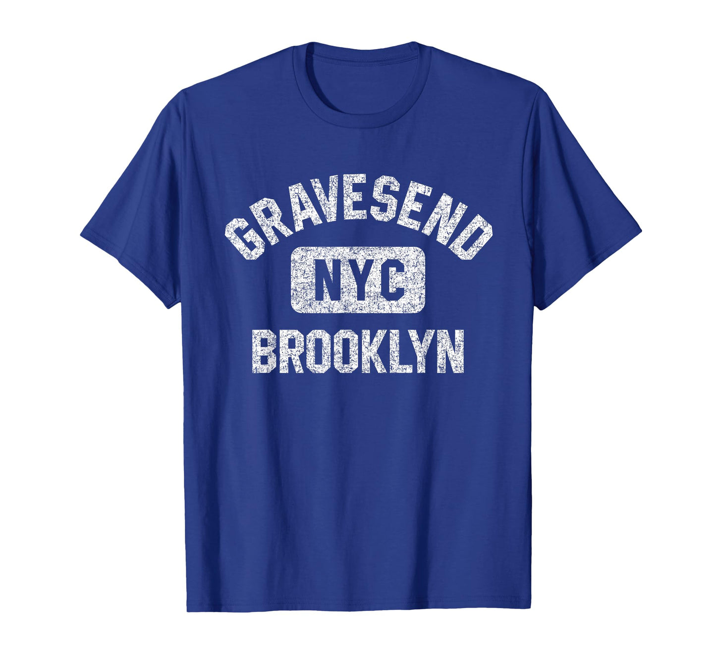 Gravesend Brooklyn NYC Gym Style Distressed White Print T-Shirt